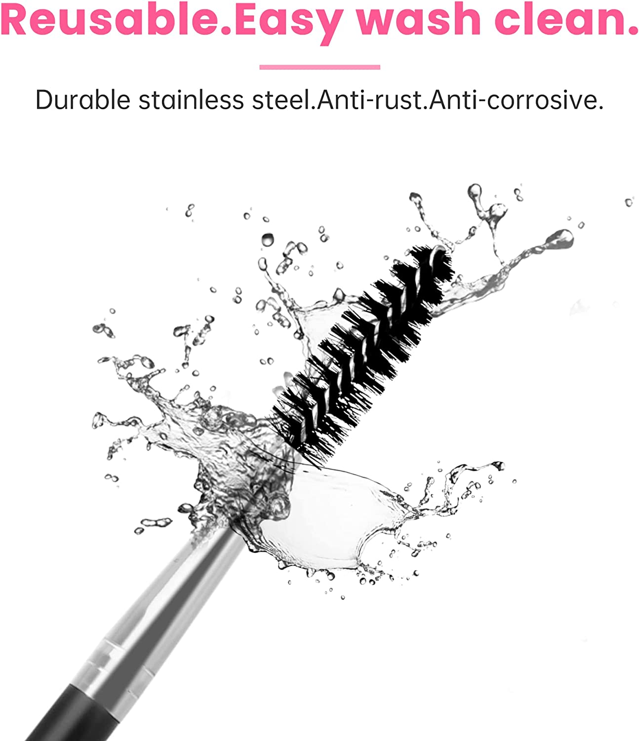 Beauty7 Eyebrow Brush and Comb, Duo Eyelash Comb, Angled Spoolie Brush for Eye Makeup (Black) image number 2