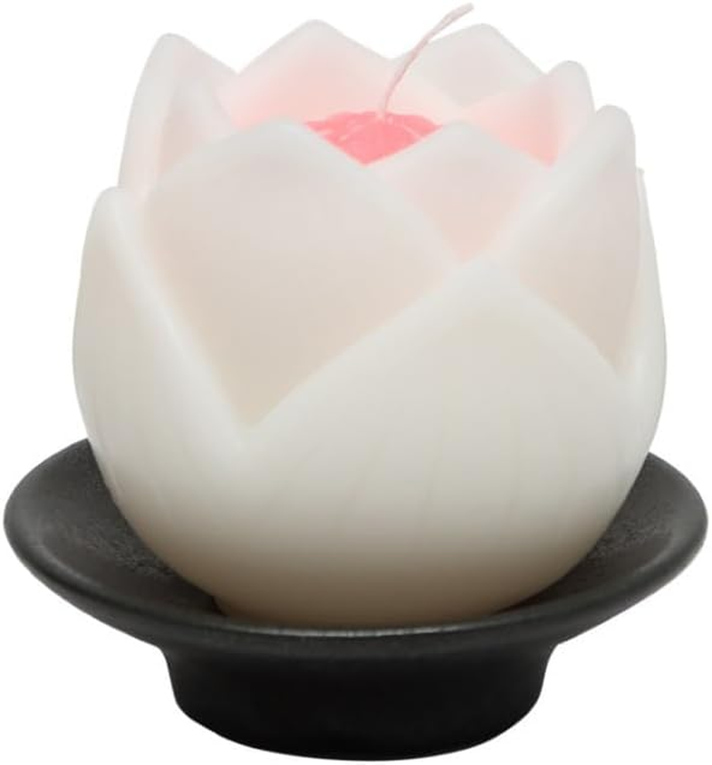 Tokai Wax Lotus Shaped Candle Light Pot Lotus Fixture Included, White 142-01WH