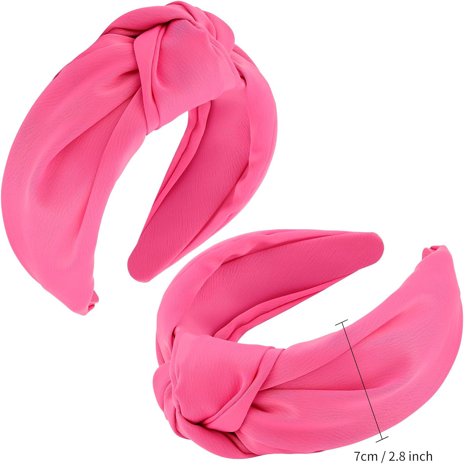 VELSCRUN Headbands, 2 Pcs Wide Knotted Hairbands for Women in Pink and Red, Satin Hair Accessories for Washing Face, Hairbands for Women, Hairband Gifts for Women Gilrs image number 3