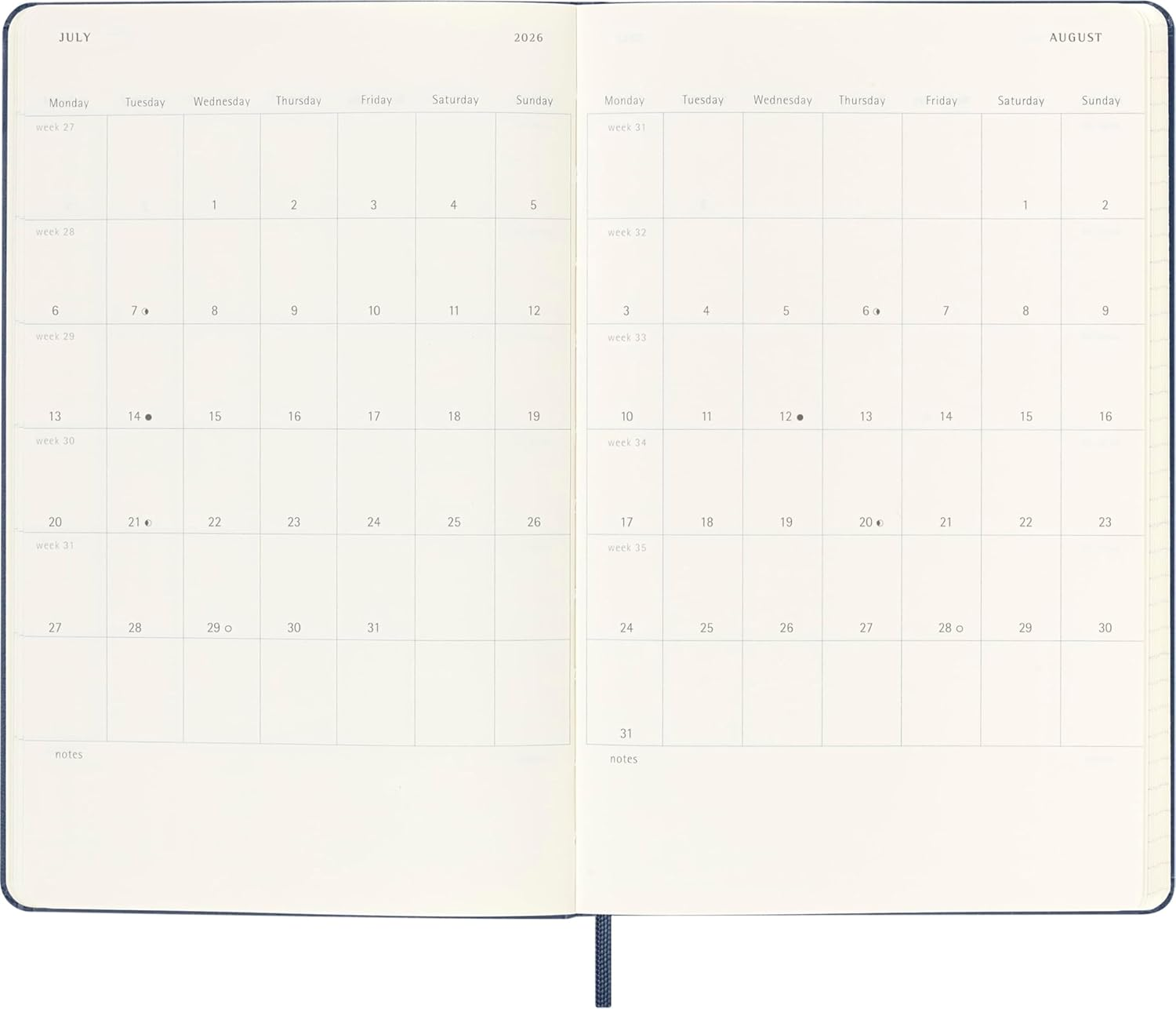 Moleskine - 2025-26 - 18 Month Weekly Notebook Diary - Hard Cover - Large - Sapphire Blue image number 6
