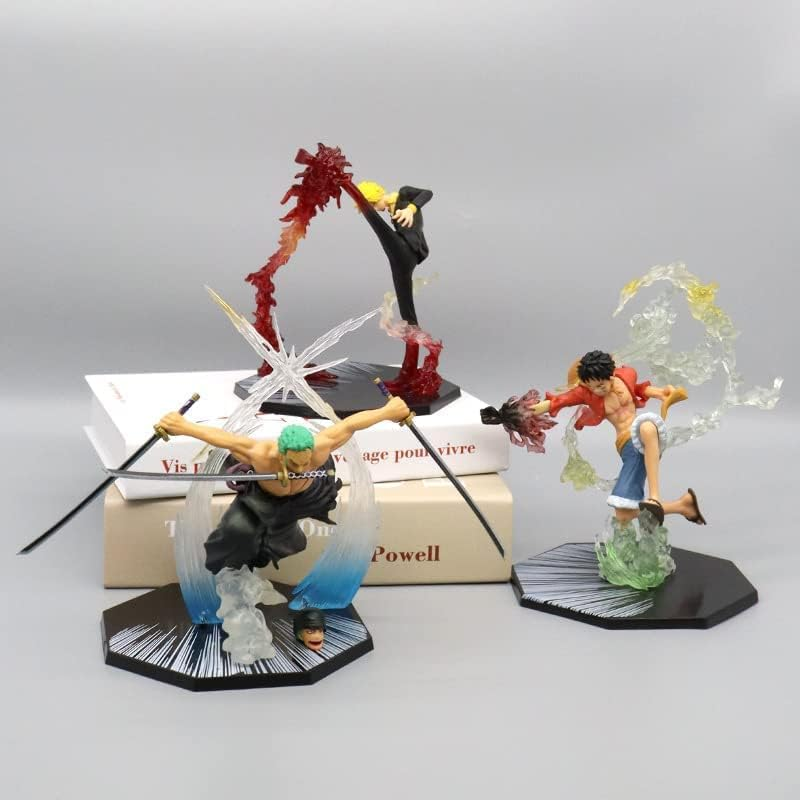 REOZIGN One Piece Ruffy Sanji Zoro Ace Anime Figure, 16Cm Battle Flame Figure Decoration Ornaments Collectibles Toy Animations Character Model (Zoro) - Zoro image number 3
