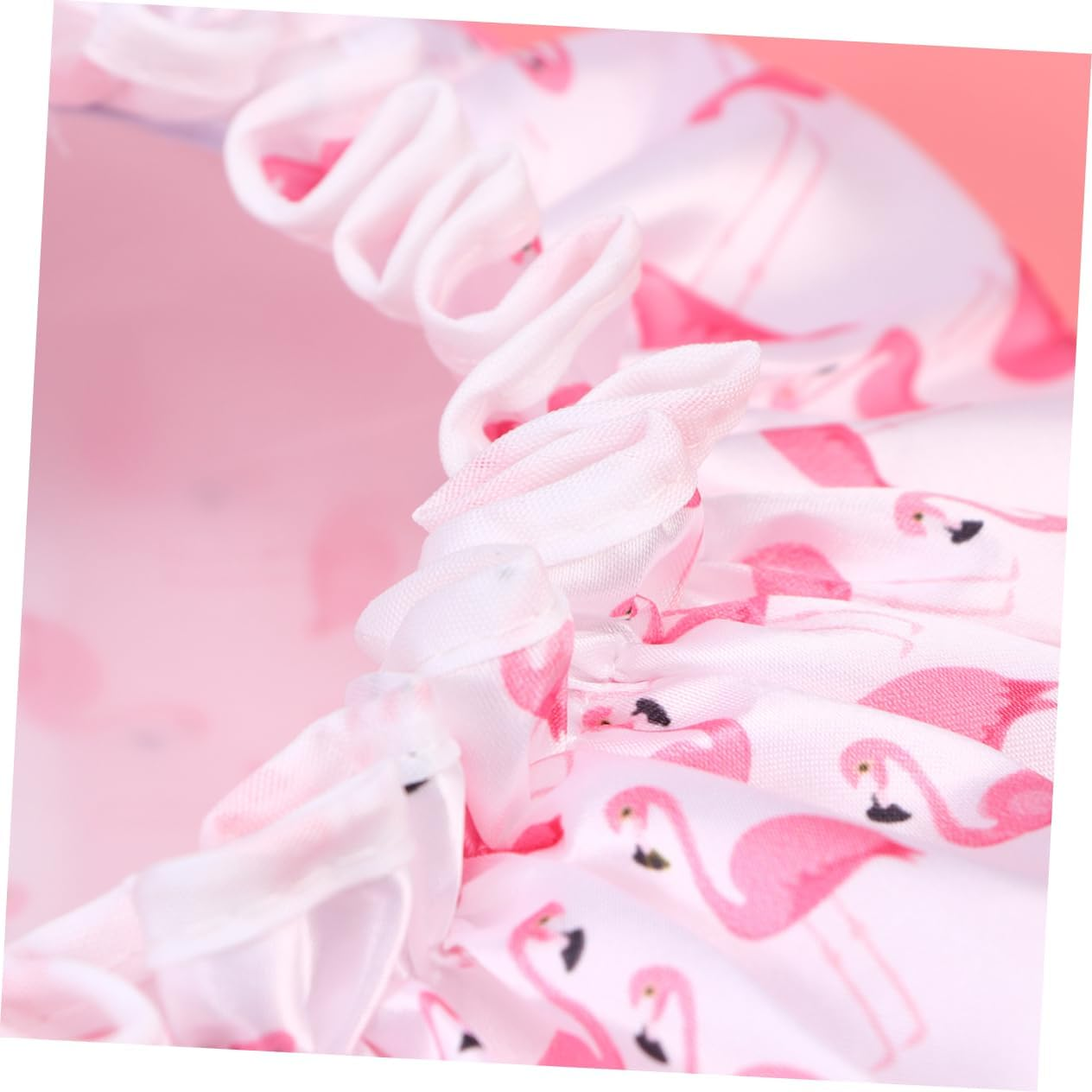 HONITANO Waterproof Shower Caps for Women 2Pcs Double Layer Peva Satin Bathing Hair Protective Hats Red Flamingo Print Adult Bath Caps for Daily Bathroom Use image number 5