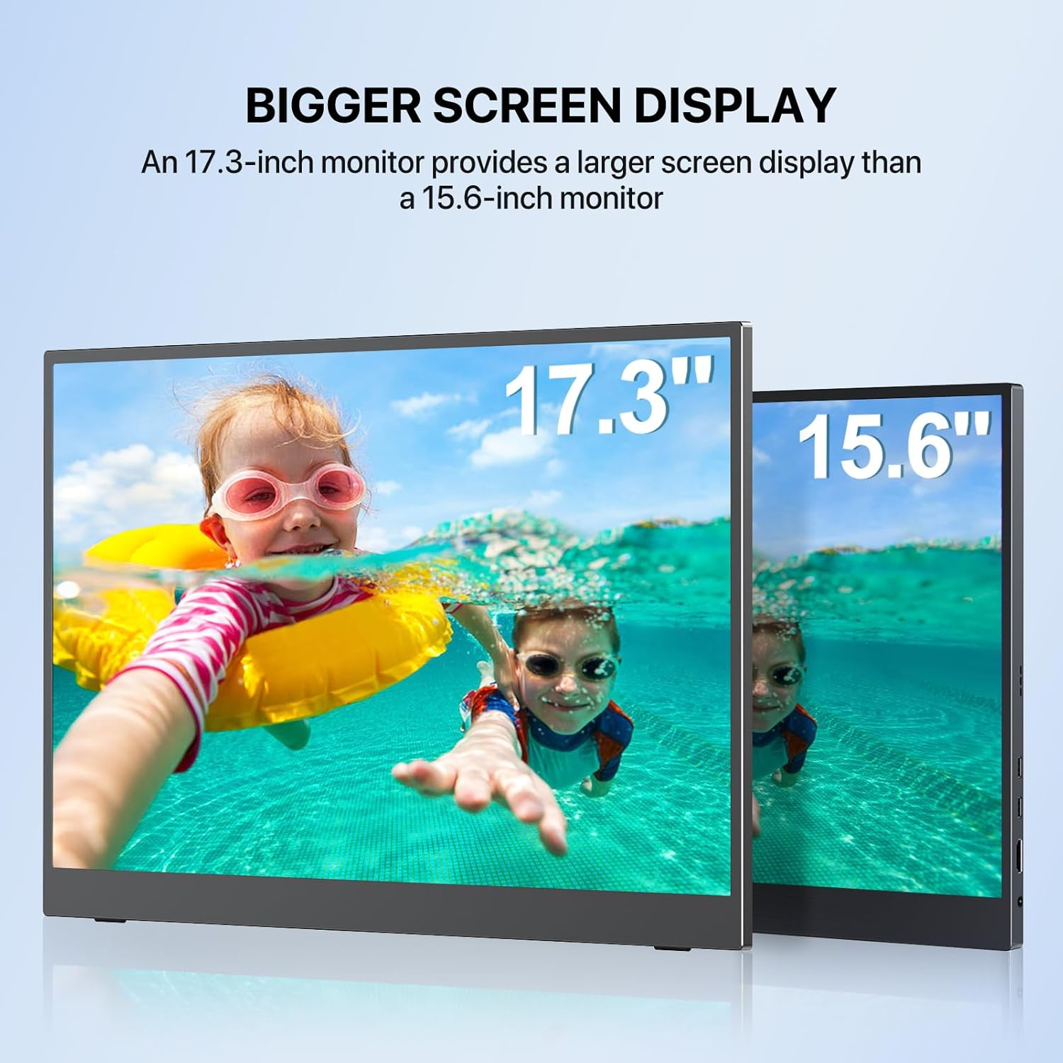 EVICIV 17.3" 4K Portable Monitor, 500 Nits, 100% Adobergb, UHD Freesync HDR IPS, 2 Speakers, Travel Monitor, 2 Type-C Ports, HDMI, VESA, Adjustable Stand image number 5