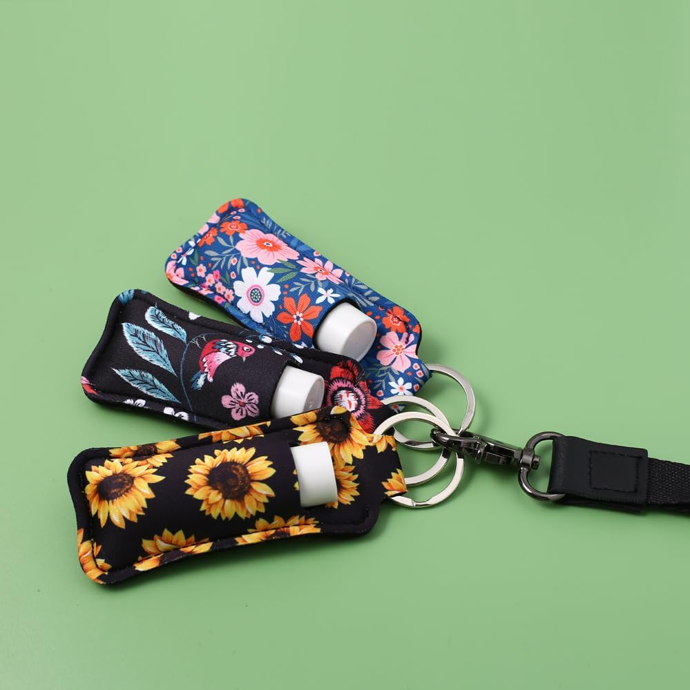 COOKOOKY Chapstick Holder Keychain Cute Lip Balm Keychain Holder with Clip, Sunflower, Large - Marble image number 5