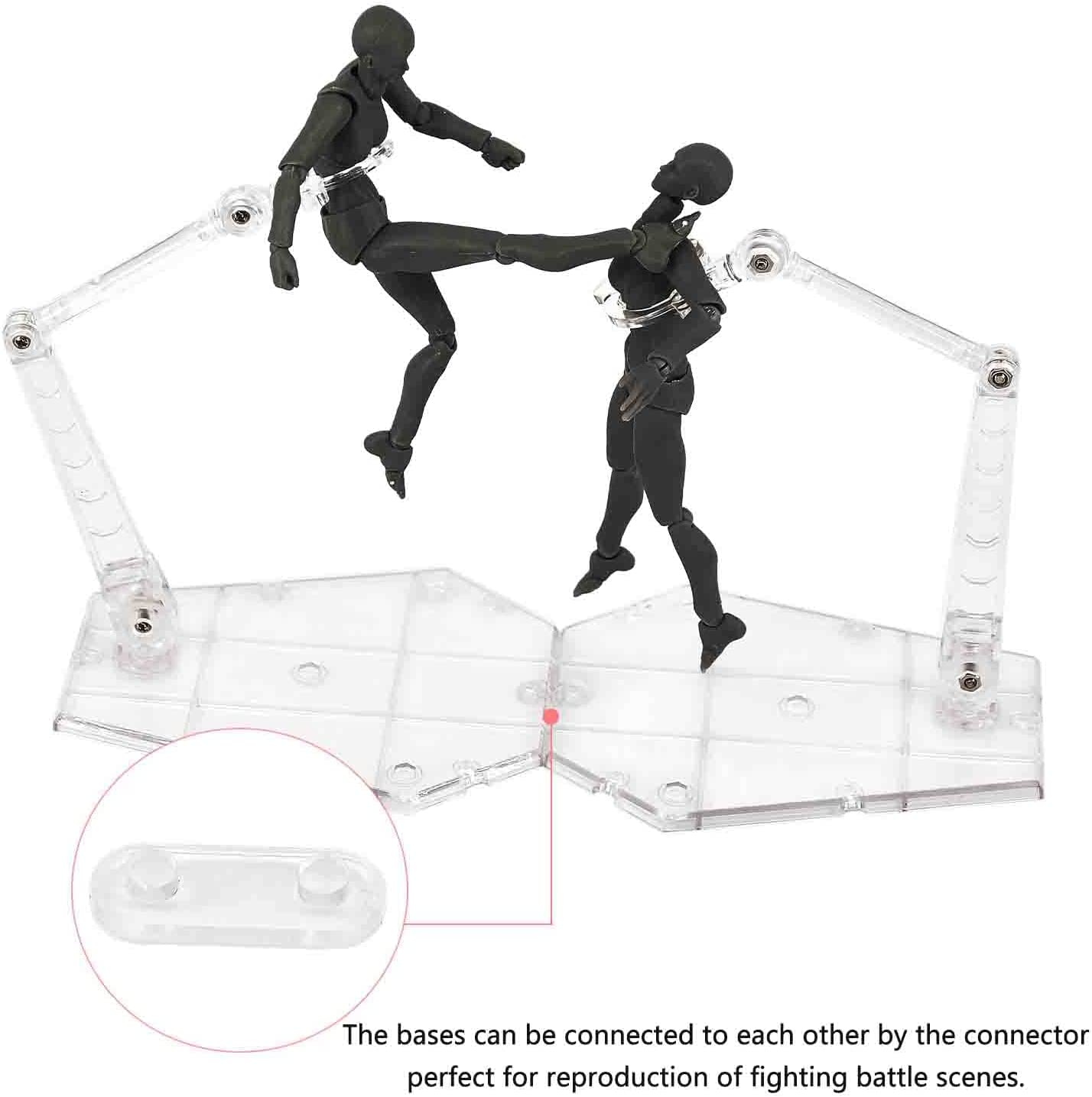 3 Pcs Action Figure Stand,Assembly Action Figure Display Holder Base Doll Model Support Stand Compatible with HG RG SD SHF Gundam 1/144 Toy Clear image number 2