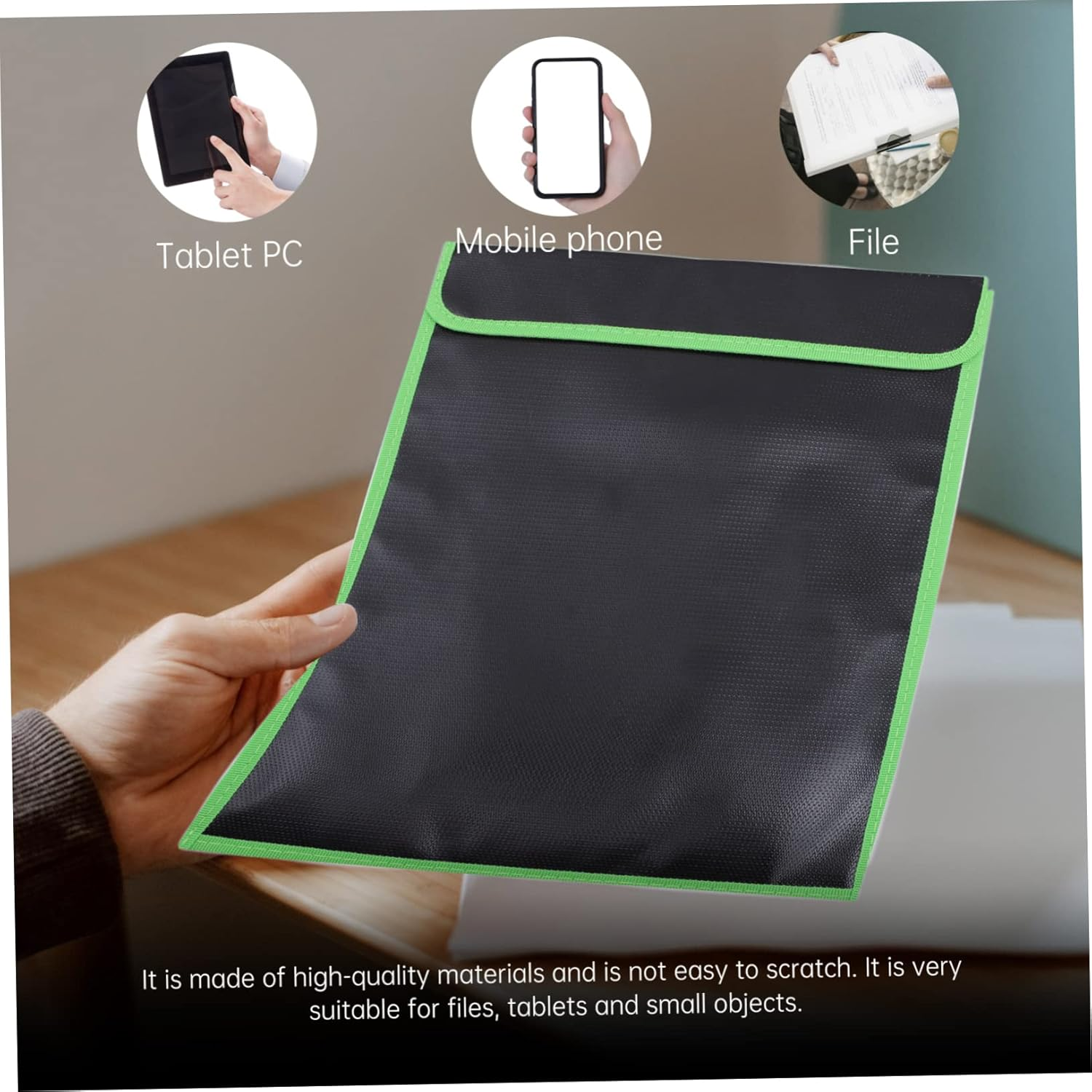 HOMSFOU Explosion File Holder Fireproof File Bag for Office Students Business Traveler Large Capacity and Smooth Zipper image number 4