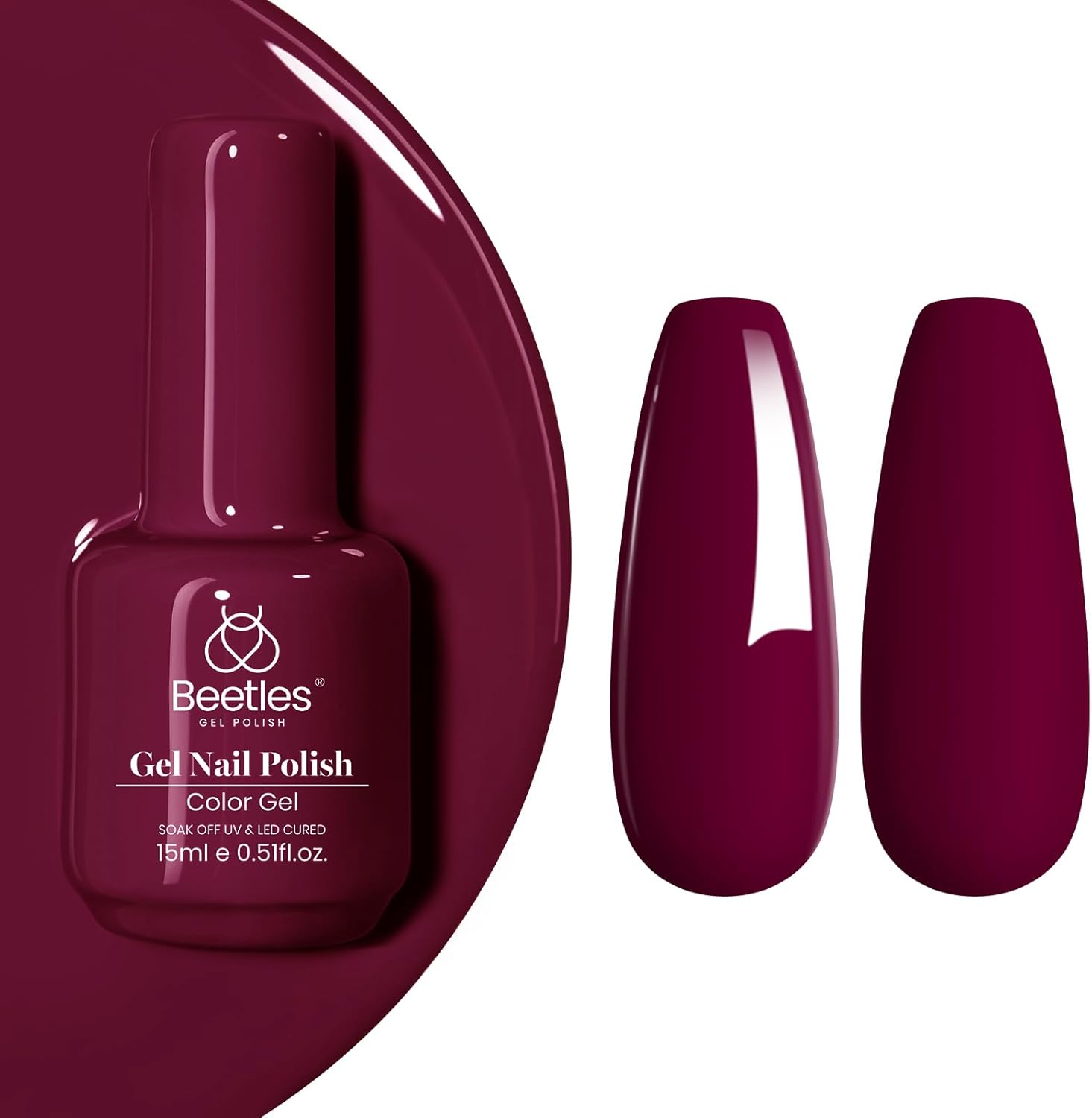 Beetles Gel Nail Polish, 1Pcs 15Ml Vanessa Wine Color Soak off Gel Polish Nail Art Manicure Salon DIY Gel Nail Design Decoration at Home image number 4