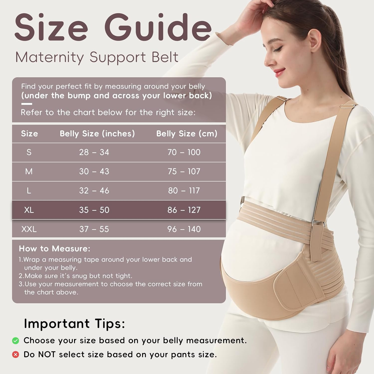 5-In-1 Pregnancy Support Belt - Adjustable Maternity & Postpartum Belly Band with Shoulder Strap | Relieve Back, Pelvic & Hip Pain during Pregnancy, Labour & Recovery (Beige, XL)