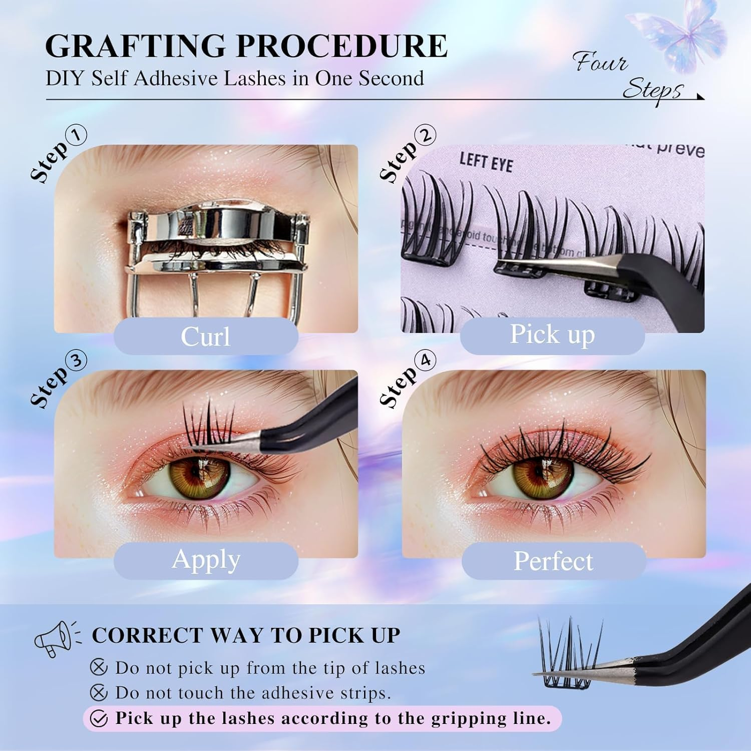 NAGARAKU Pre Glued Cluster Lashes Air Series Eyelashes Sunflower Style 72 Pcs No Glue Needed Pre-Bond Eyelashes Self Adhesive DIY Lashes（0.07Mm C Curl Mix Length) image number 4