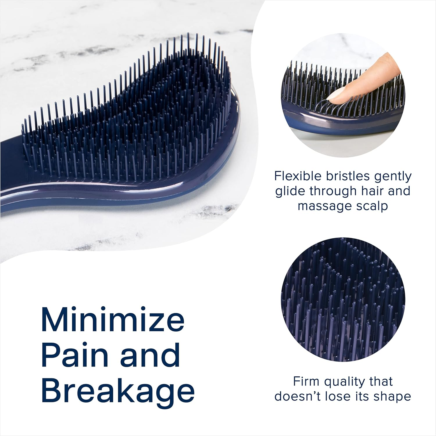 Detangling Brush - Glide Thru Detangler Hair Comb or Brush - No More Tangle - Adults & Kids - (Blue) image number 3