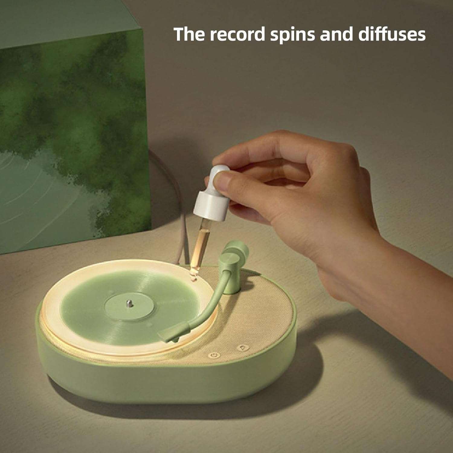 Portable Speaker, Lovely Record Player Design, Speaker 5.1 and Breath Light Combination, Hifi Full Frequency 8W Power Speaker Stereo LED Night Light (Green) image number 6