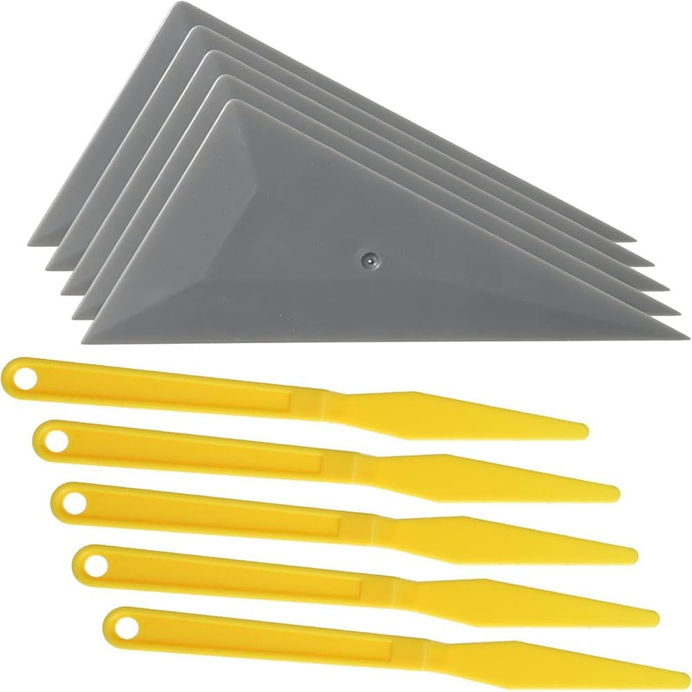 10 Pcs Professional Window Tint Tool Kit, Triangle and Contour Squeegees, Card Scraper for Bubble Free Car Vinyl Wrap, Window Film and PPF Installation,Auto Tinting Accessories Kit image number 5