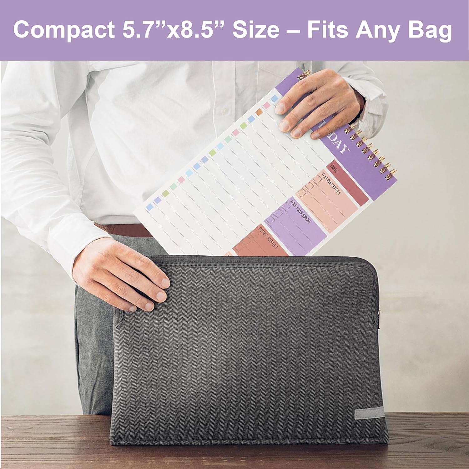 JUNART Daily Planner Notepad, 8.5"&times;5.7" to Do List Notepad Spiral Bound, Clear Cover Portable Daily Planner for Students,Commuters,Office,Home(Green) image number 6