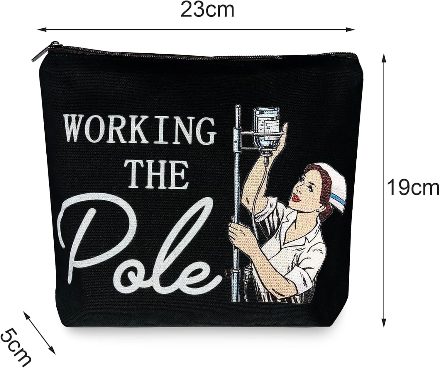 Nurse Graduation Gift Makeup Bag - Survival Kit Cosmetic Organizer with Zipper Pouch, Multi-Purpose Travel Toiletry Bag for School Nurses, Work Accessories & Funny Appreciation Gifts (Canvas) (Black) image number 5