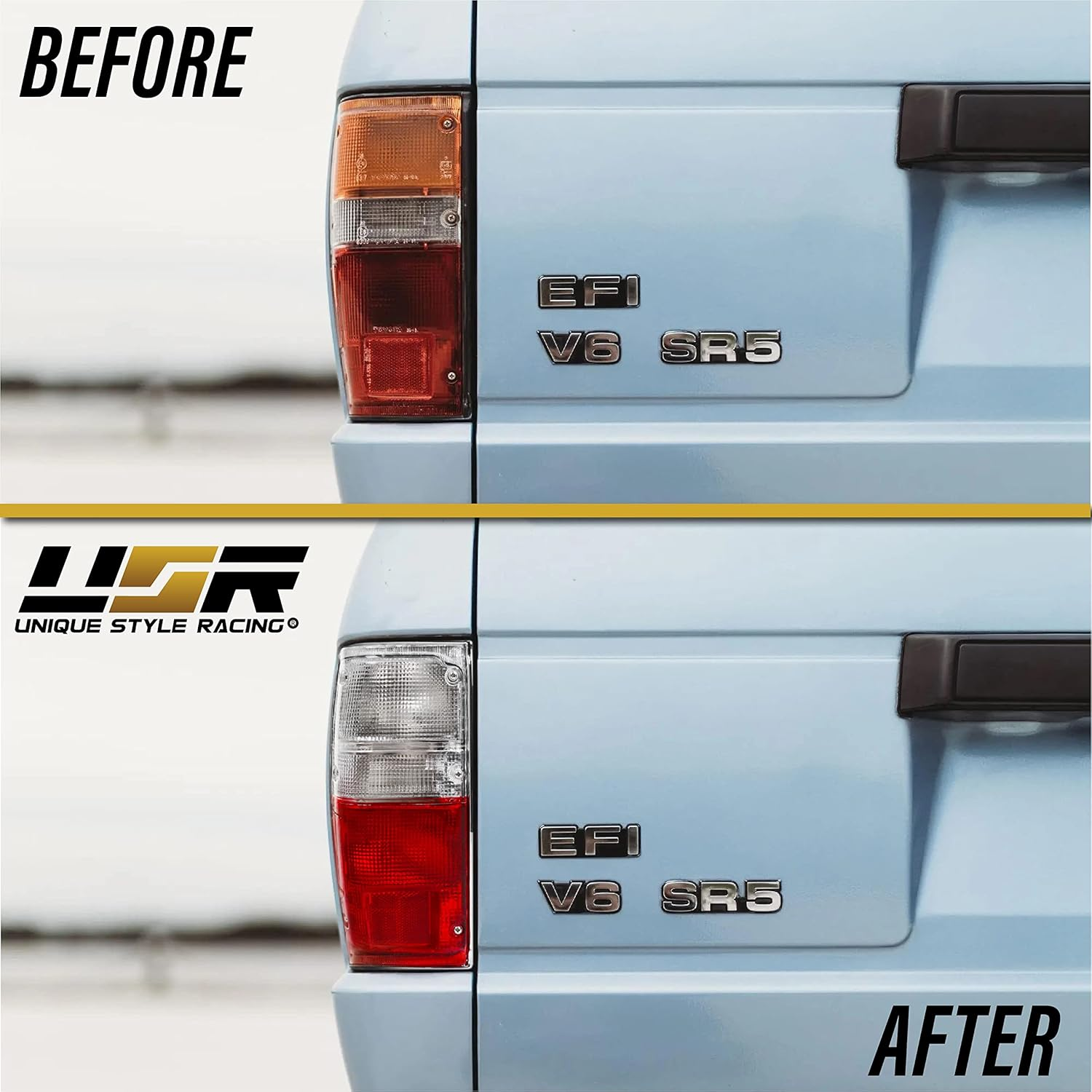 USR 84-88 4Runner Tail Lights - Rear Replacement Taillight Lamp Set (Left + Right) Compatible with 1984-1988 Toyota Pickup Truck 2WD/4WD & 84-89 4 Runner (Red/Clear Lens, 6 Bulbs, Wiring Included) image number 5