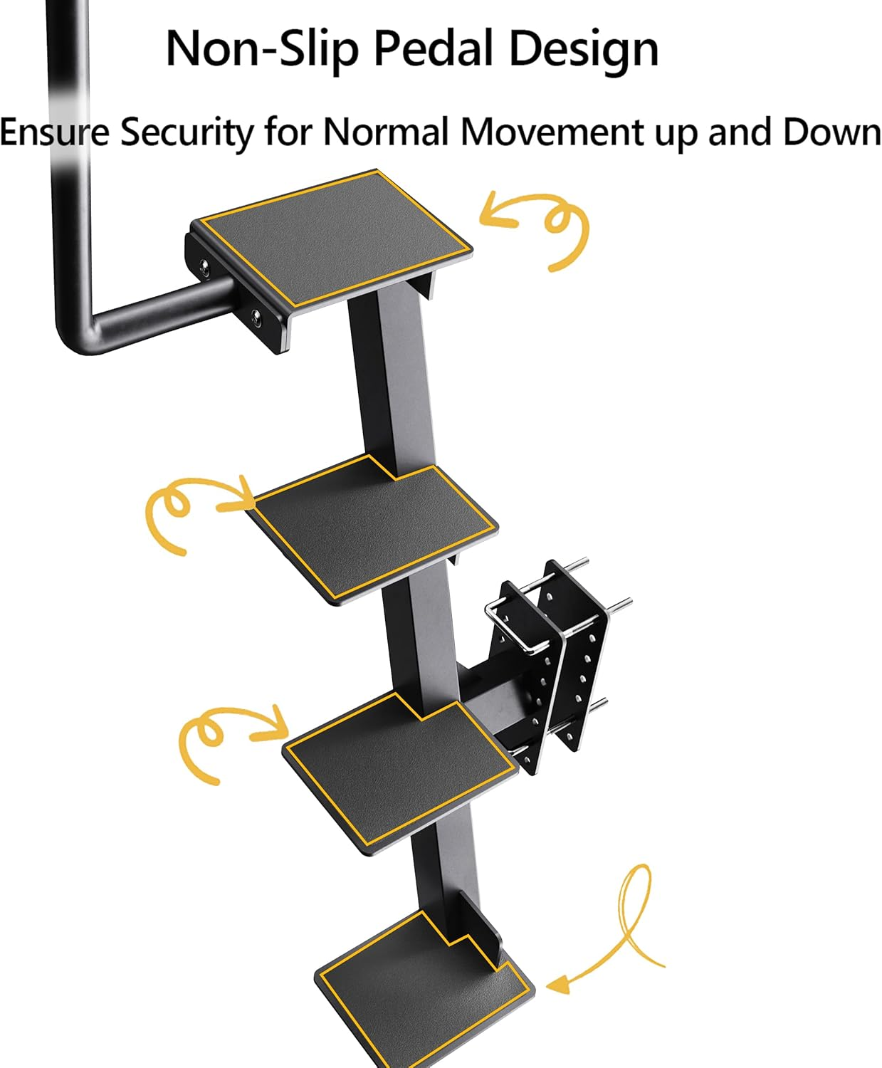 Trailer Steps with Handle, Four-Step Universal Boat Trailer Steps, Suitable for Various Types of Boat Trailer Frames, Black Heavy-Duty Trailer Step