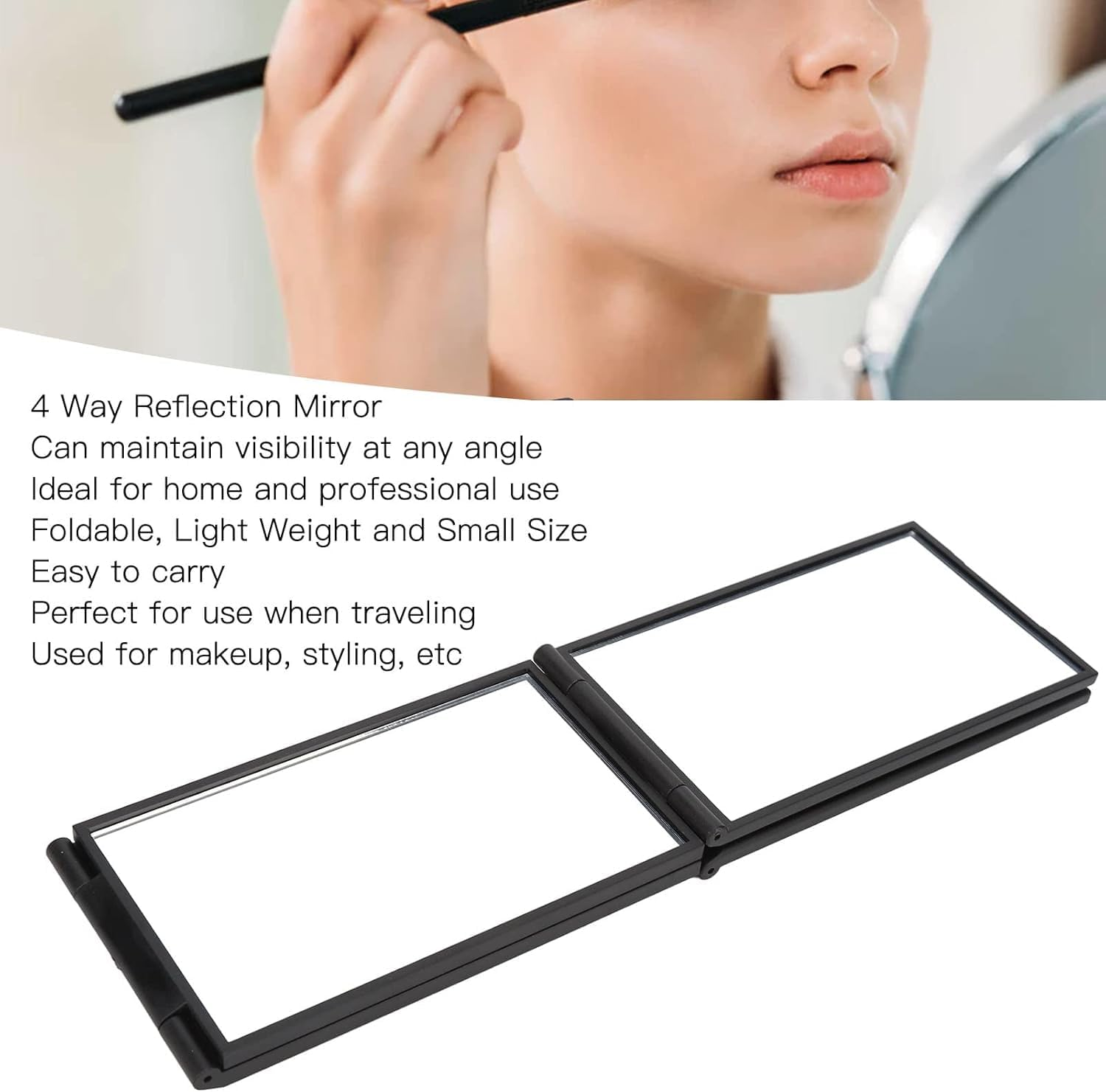 4-Way Foldable Makeup Mirror, 1Pc 4 Way 360 &deg; Adjustable Folding Mirror,Portable Four Sided Mirrors for Makeup