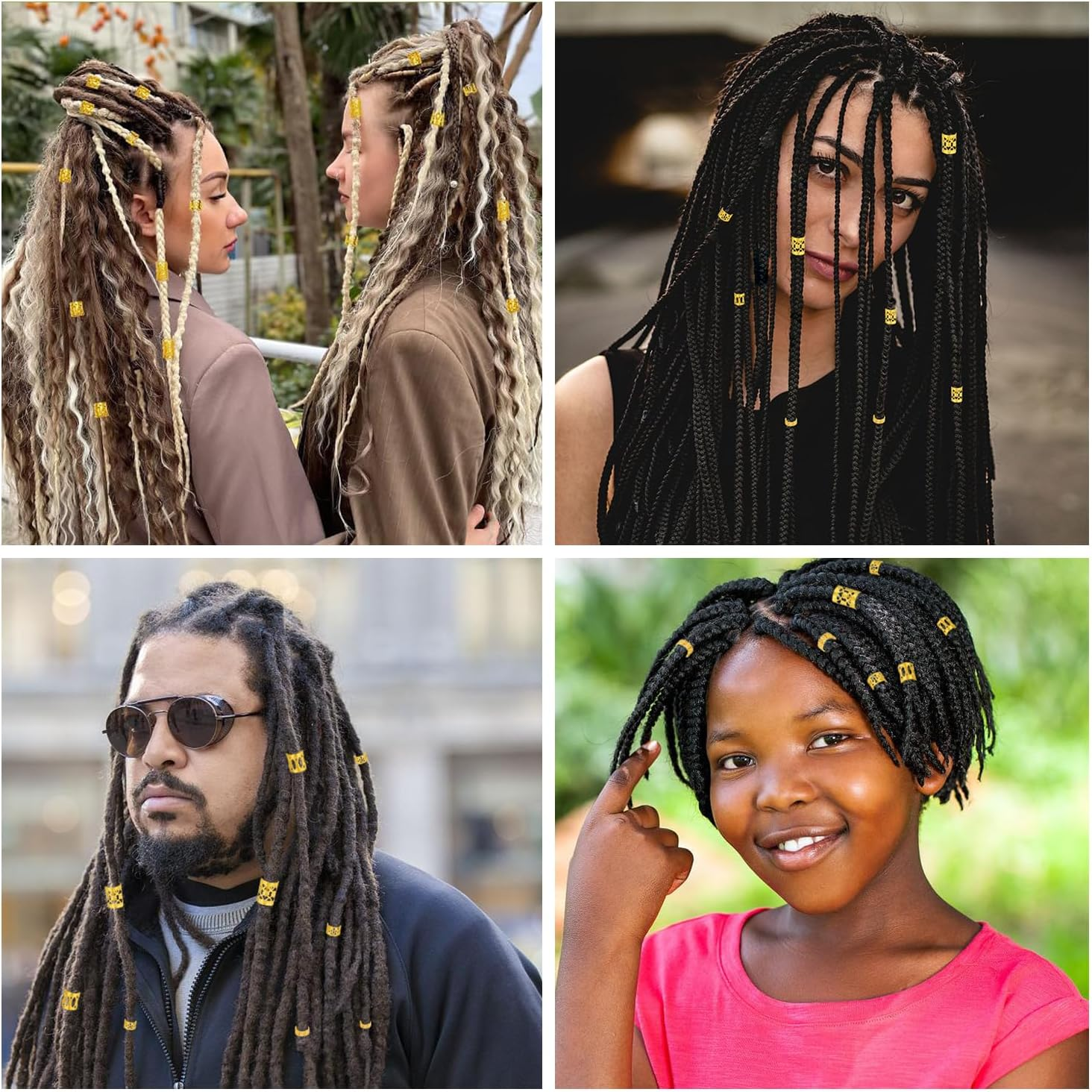 Icovalescent Pack of 110 Gold Hair Accessories for Braids, Adjustable Metal Hair Braid Rings, Hair Accessories for Dreadlocks for Men, Women, Girls and Boys Braids image number 4