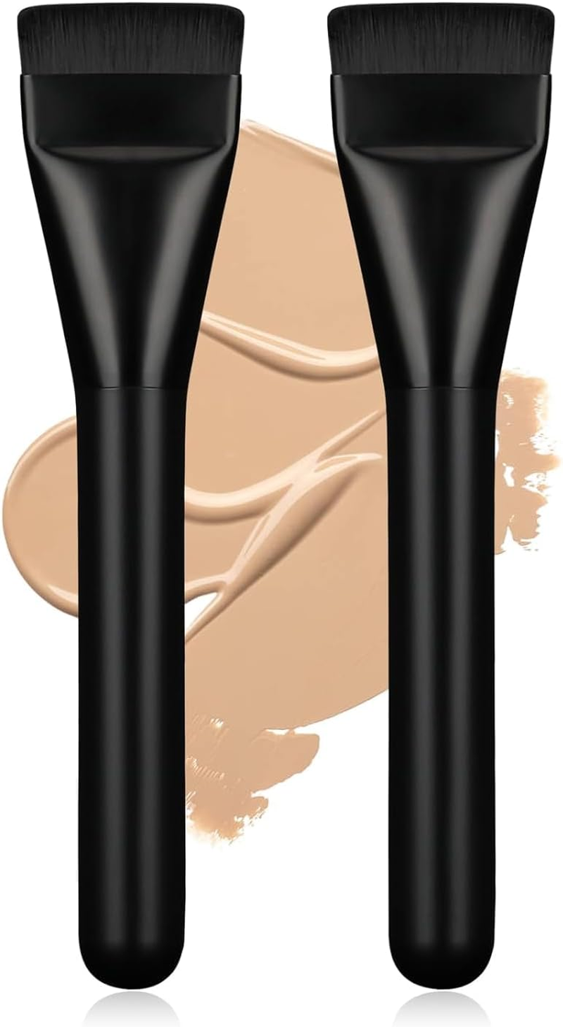 【Silver】 Flat Foundation Brush,Korean Makeup Brush Spatula Facial Brush for Liquid Foundation,Premium Face Makeup Brush for Blending Cream