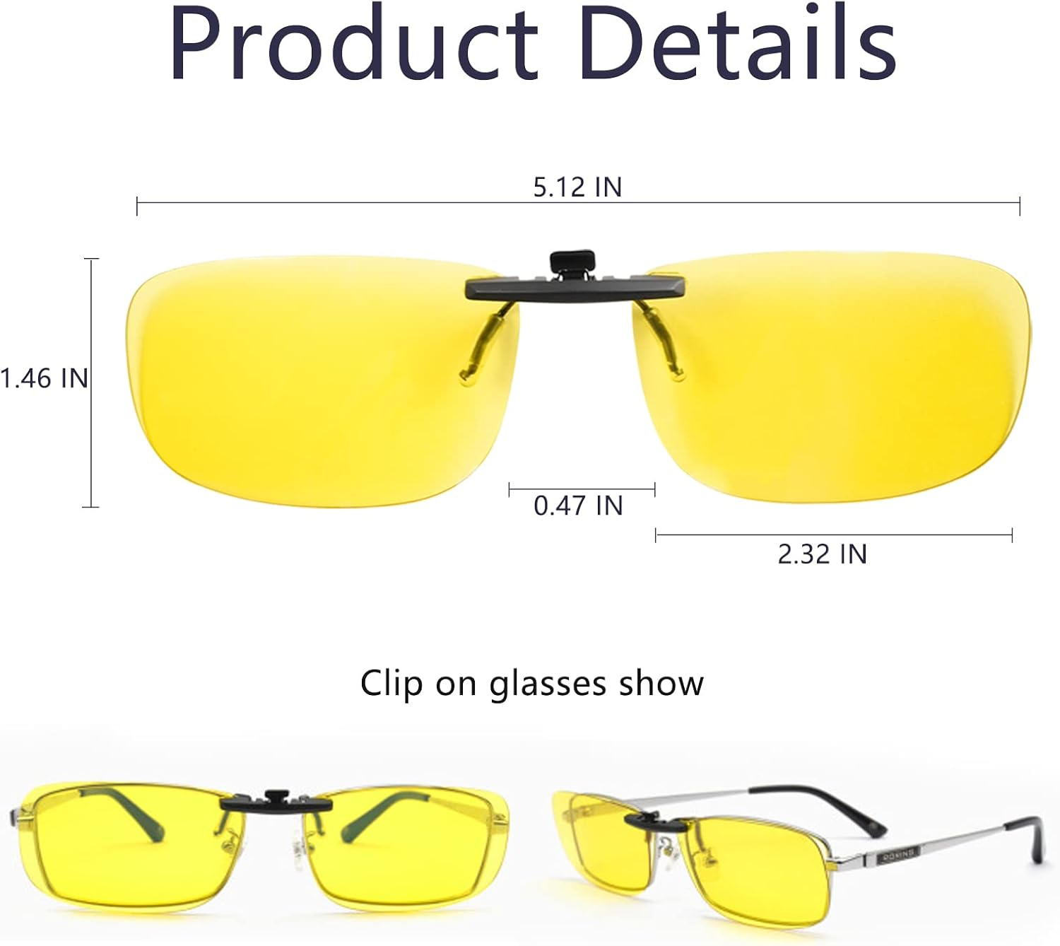 AHT Night Vision Glasses Clip-Onanti Glare from Headlights of Vehiclesfoggy Days Rainy Days for Driving Safetysuper Light Man and Woman image number 5