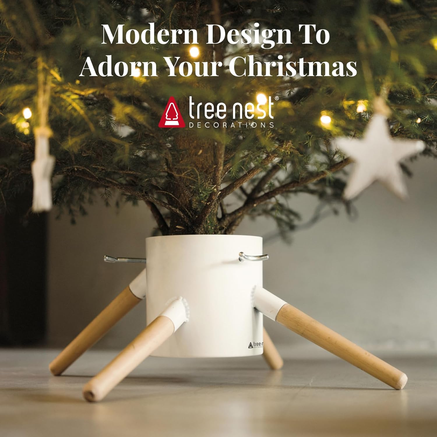 Tree Nest Christmas Tree Stand with Water Tank for Large Trees - Family Christmas Tree Stand for Trees up to 3 M, 5-13 Cm Trunk White image number 4