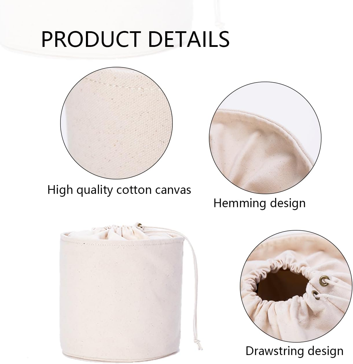 YONBEN Tall Purse Organizer Insert Womens Canvas round Handbag Organizer Storage,Handbag Purse Organizer round Cosmetic Pouch Bag Bucket Makeup Bag (Beige, M)&hellip; image number 3