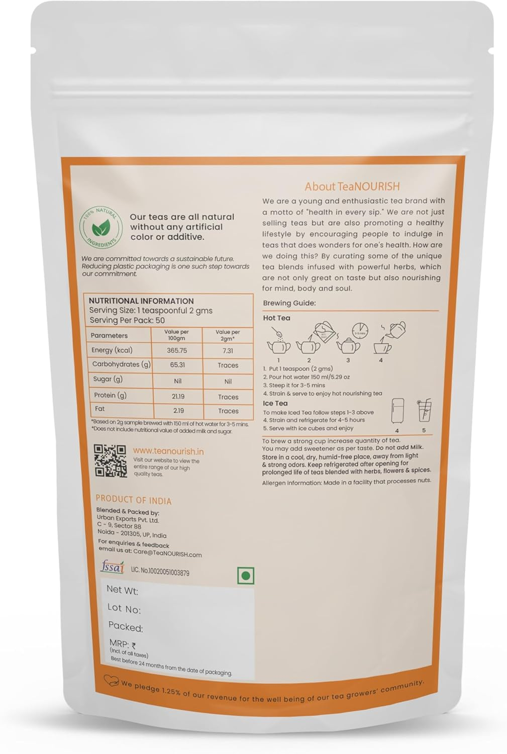 Teanourish Darjeeling Roasted Black | Darjeeling Loose Leaf Tea | Full Bodied & Robust | Freshly Sourced from Single Estate | Brew as Hot or Iced Tea - 100 G image number 1