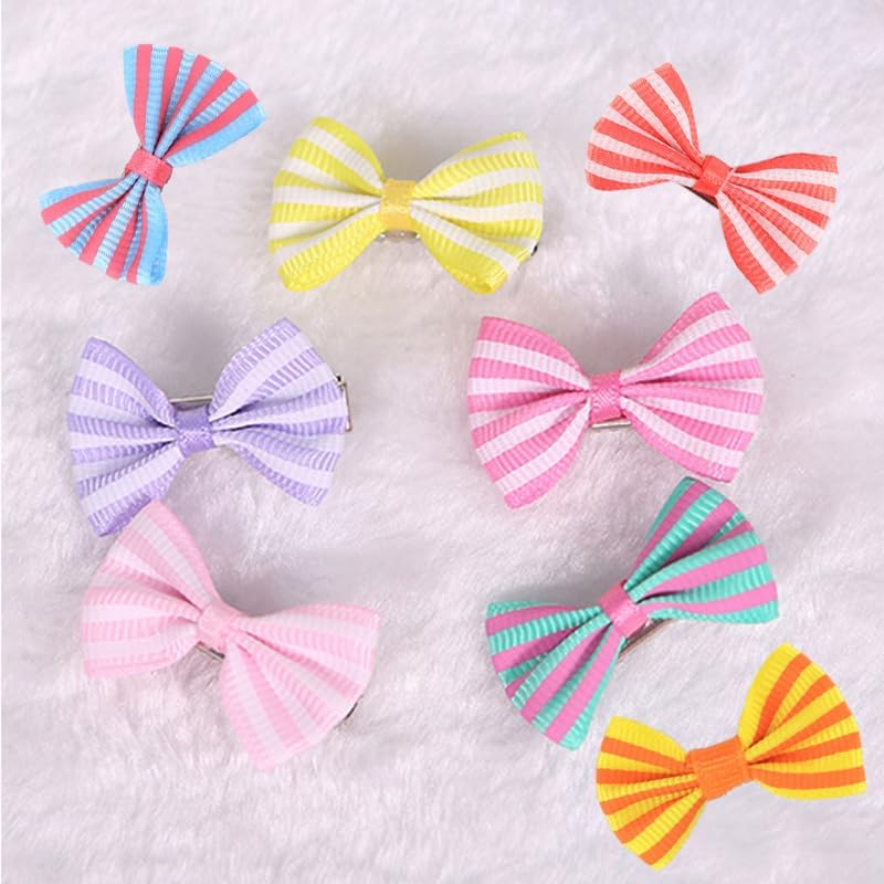 Pet Hair Clips, Bowknot Bows Dots Pet Hair Clips for Dog Cats Puppy,Random Color,24Pcs image number 5