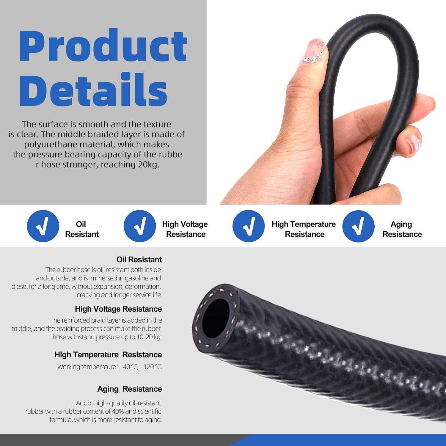 Glarks 15Pcs 1/4"(6Mm) ID Fuel Line Set, 2 Meter / 6 Feet Fuel Line Hose and Fuel Filters with 2/5" ID Fuel Hose Clamps Assortment Kit for Most Small Engines Lawnmower Generator Tractor Snow Machine image number 2