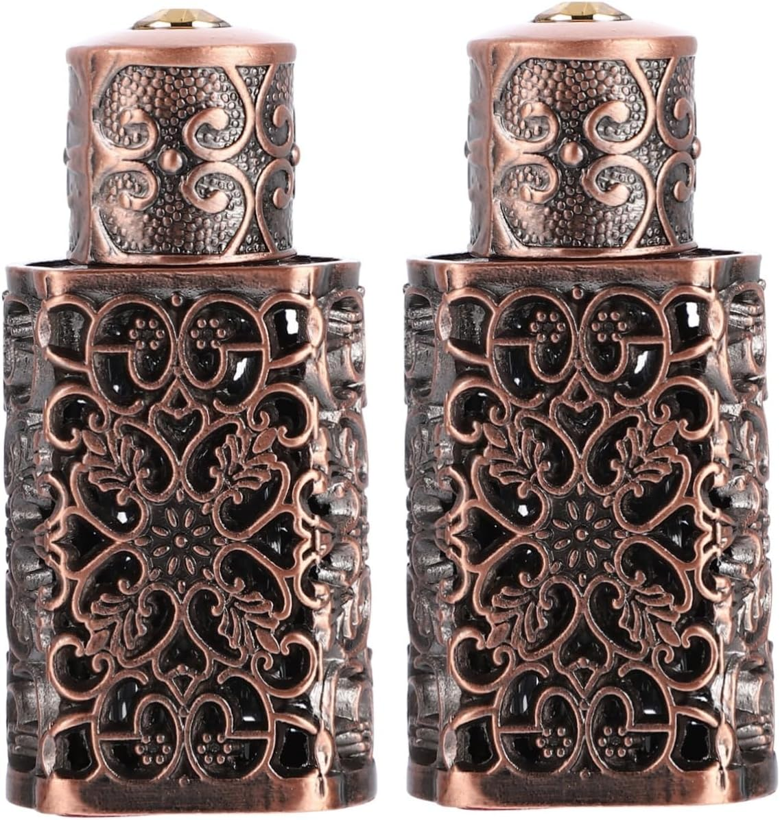 2Pcs Essential Oil Spray Bottle Engraved Hollow Flower Design Vintage Perfume Container for Travel Leak and Decorative Perfume Dispenser image number 2