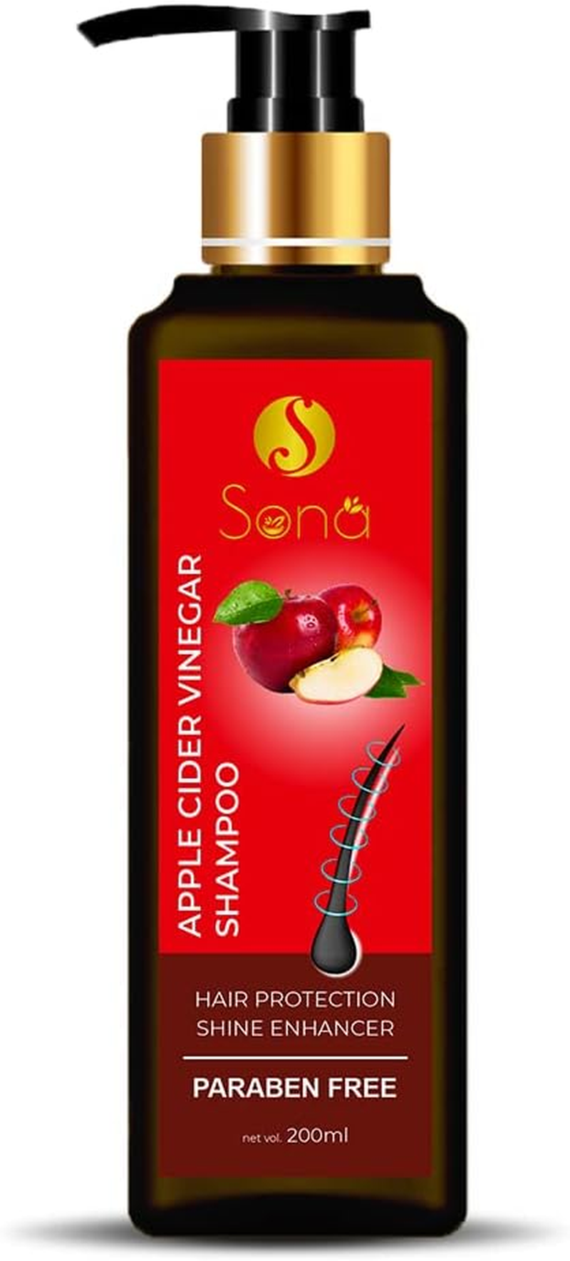 Sona Healthcare Apple Cider Vinegar Shampoo with Apple Cider Vinegar, and Vitamin E, No Paraben image number 4