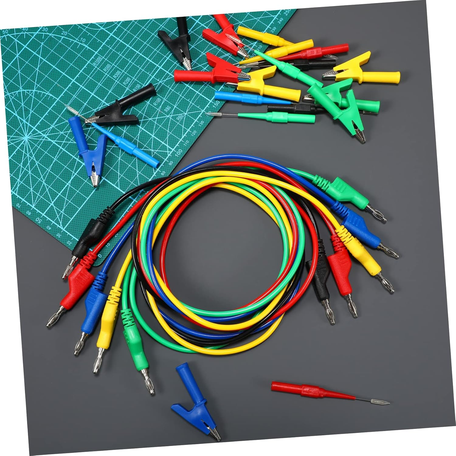 ROMISBABA Alligator Clips and Test Probes Electrical Test Leads Kit with Multimeter Banana Plug Wires, Suitable for Automotive and Electrical Equipment Testing image number 2