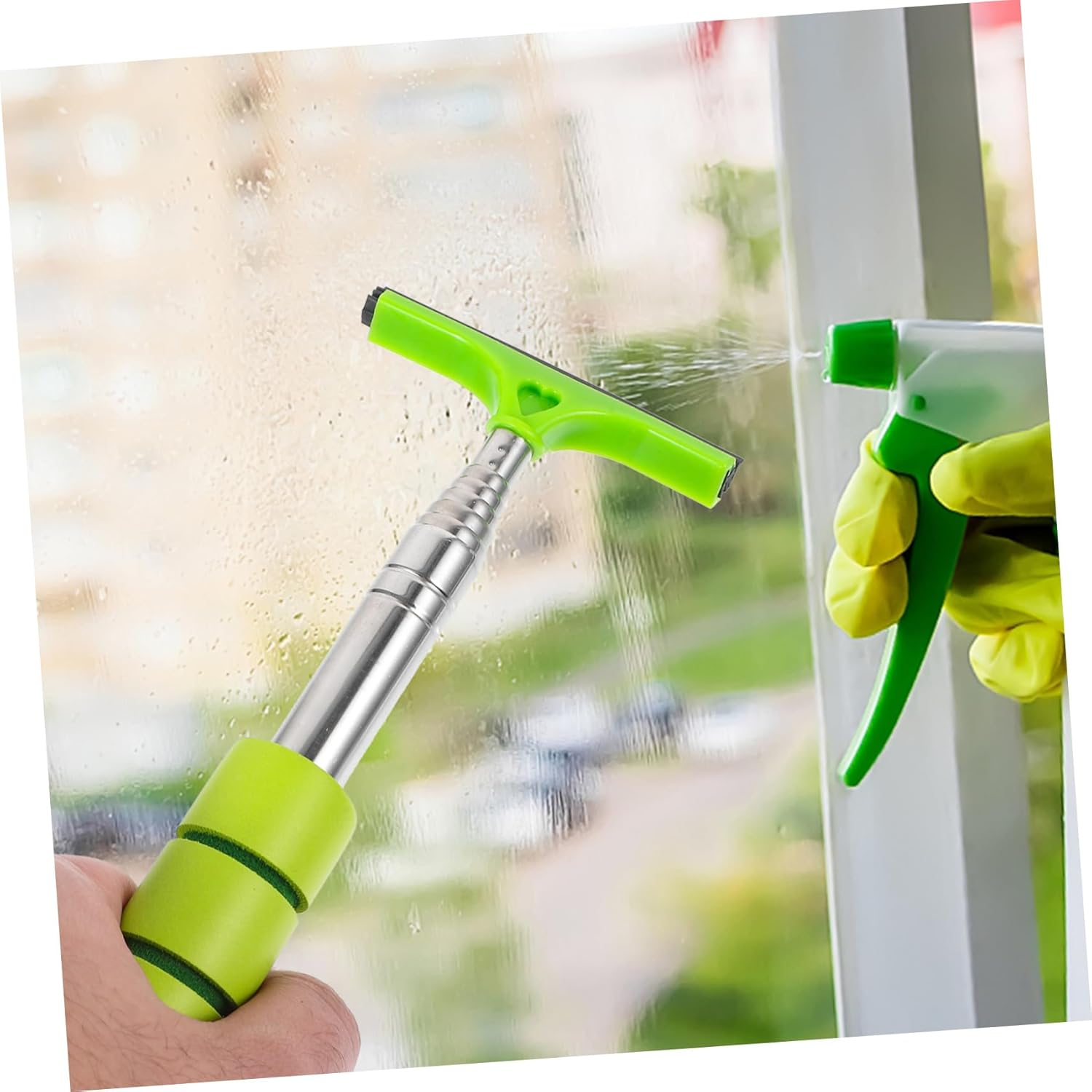 AKOOSY 3Pcs Retractable Car Window Cleaner Tool and Rear View Mirror Squeegee Set with Telescopic Handle, Mini Squeegee for Car Glass Cleaning, Suitable for Automotive Exterior Care