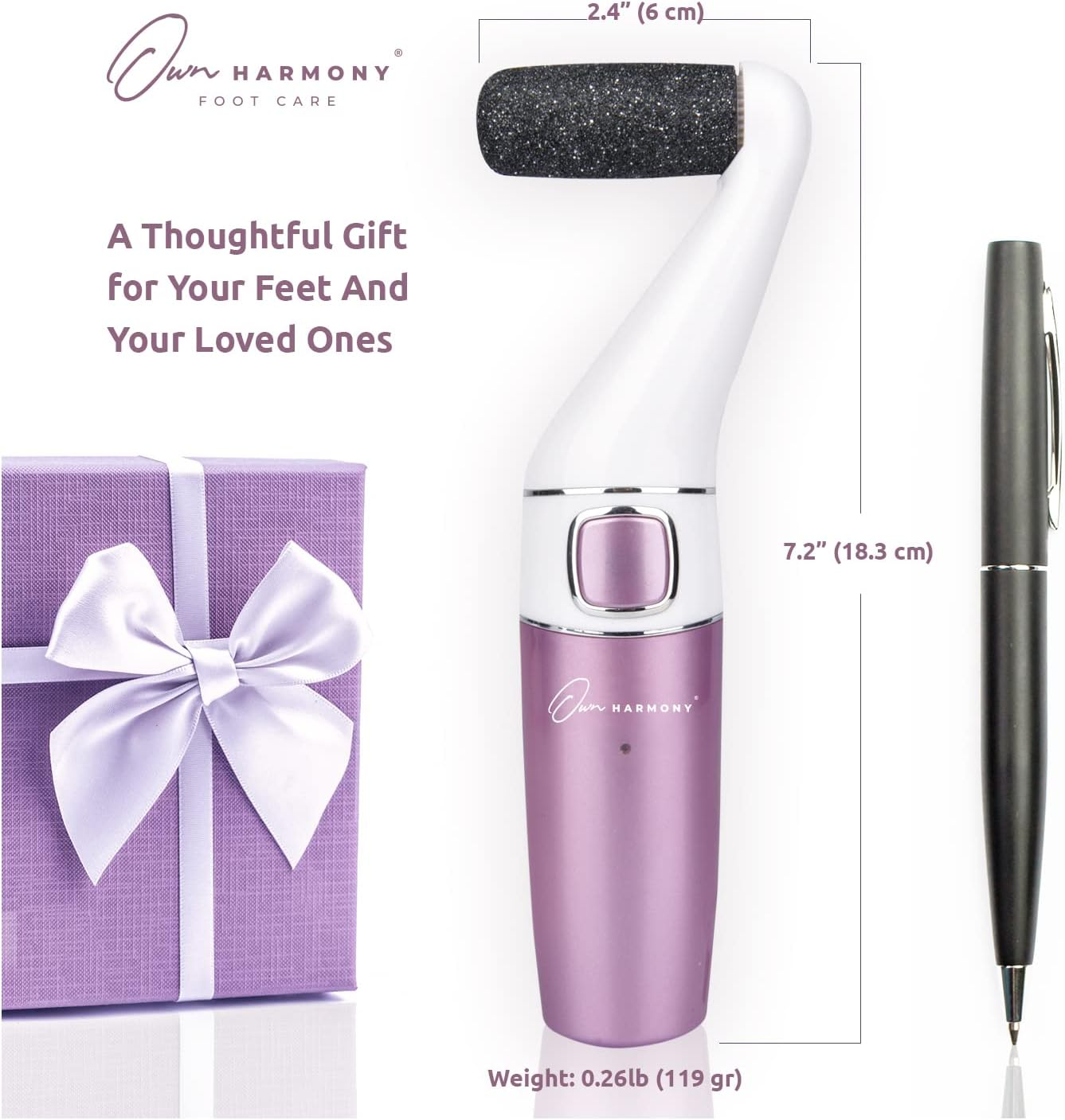 Electric Foot File, Rechargeable Foot Callus Remover: Professional Spa Pedicure Kit and Foot Scrubber Tools, Cracked Heel Repair Feet Care by Own Harmony - Best for Dry, Dead, Hard Skin - 3 Rollers image number 3