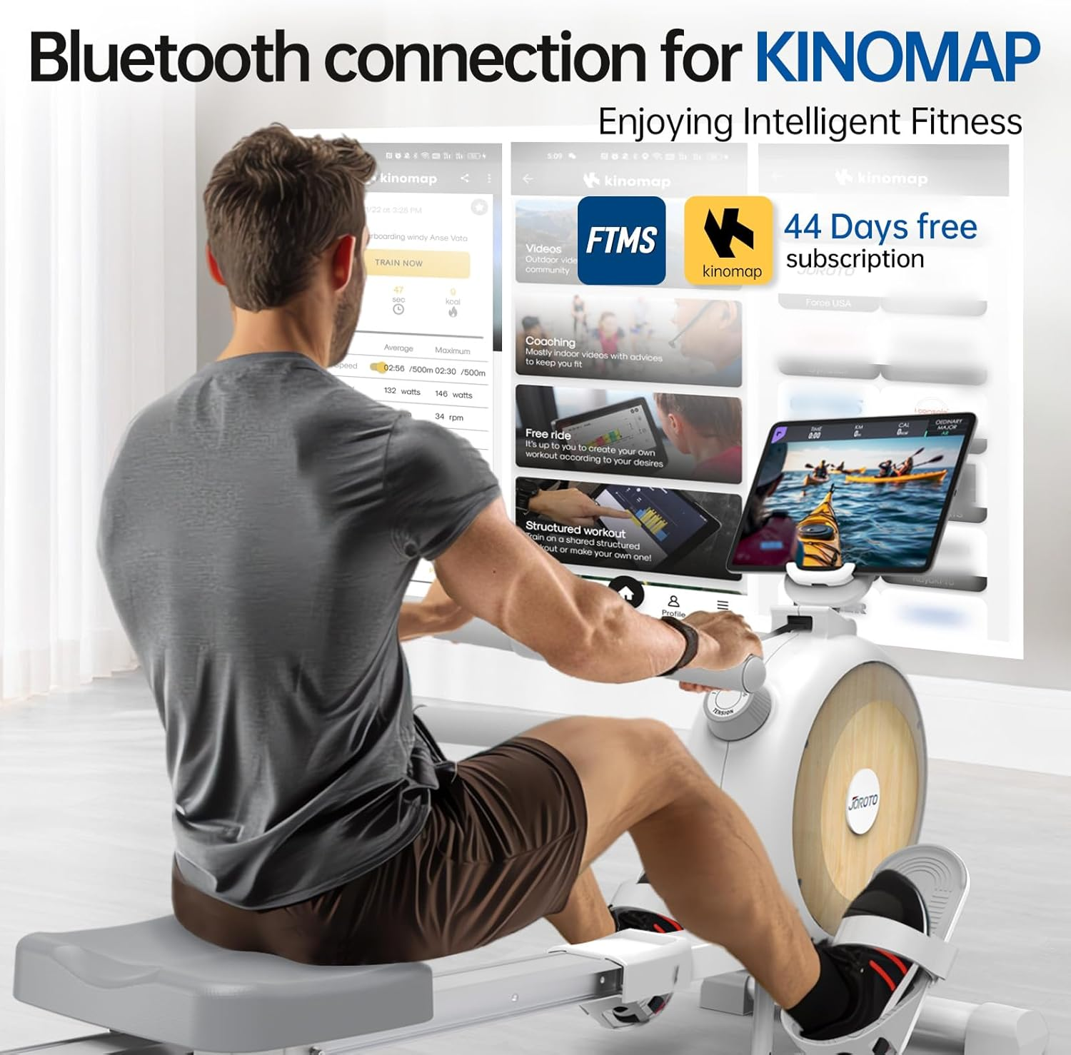 JOROTO Rowing Machines for Home Use,Magnetic Rower Machine 16 Levels of Resistance, 150Kg Weight Capacity with Bluetooth Monitor and Phone Holder image number 5