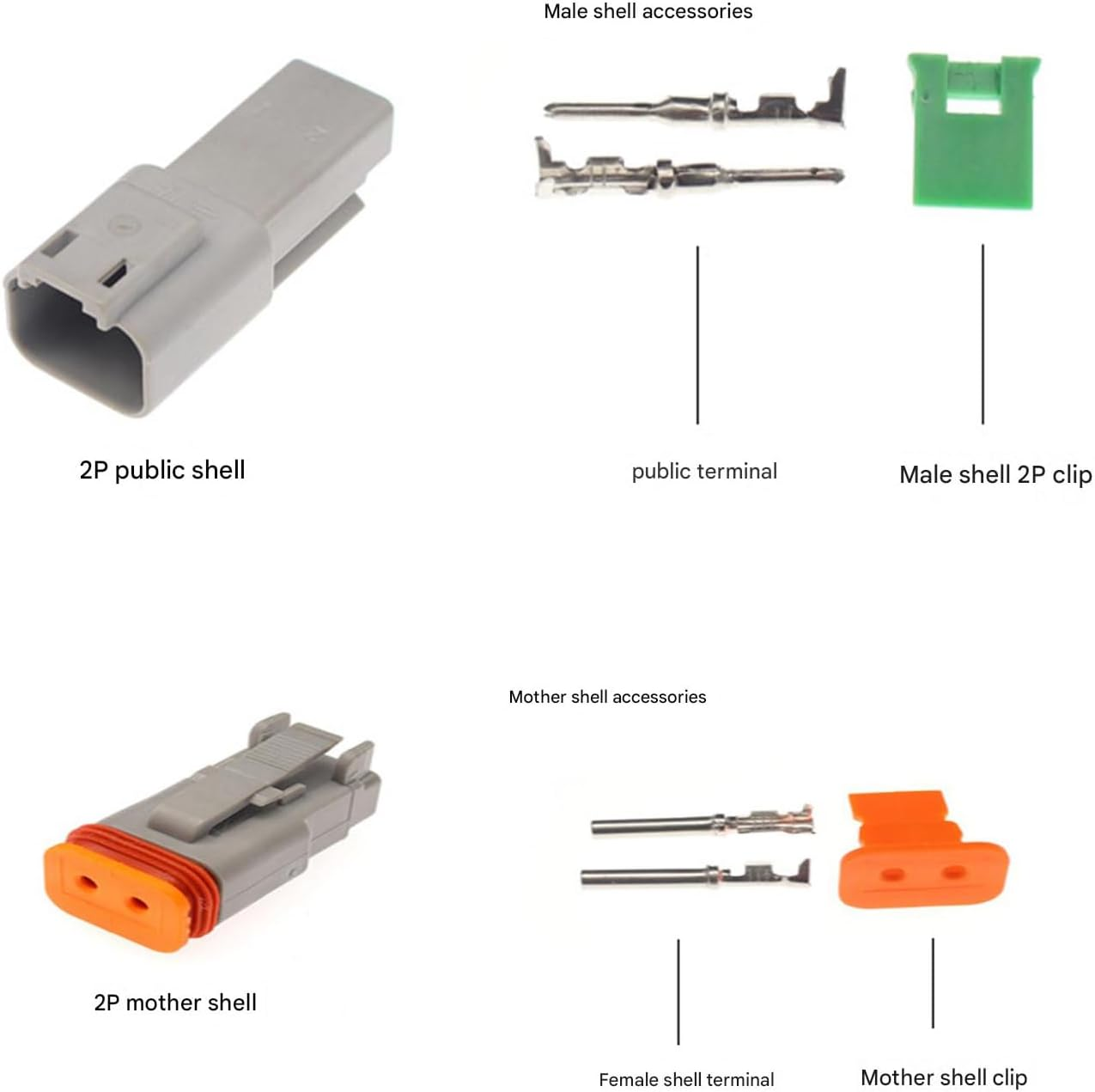 Roczential 6 Sets DT Connector Kits 2 Pin Waterproof Electrical Wire Connector with Size 16 Solid Contacts for Truck Off-Road Marine Motorcycle Wiring image number 1
