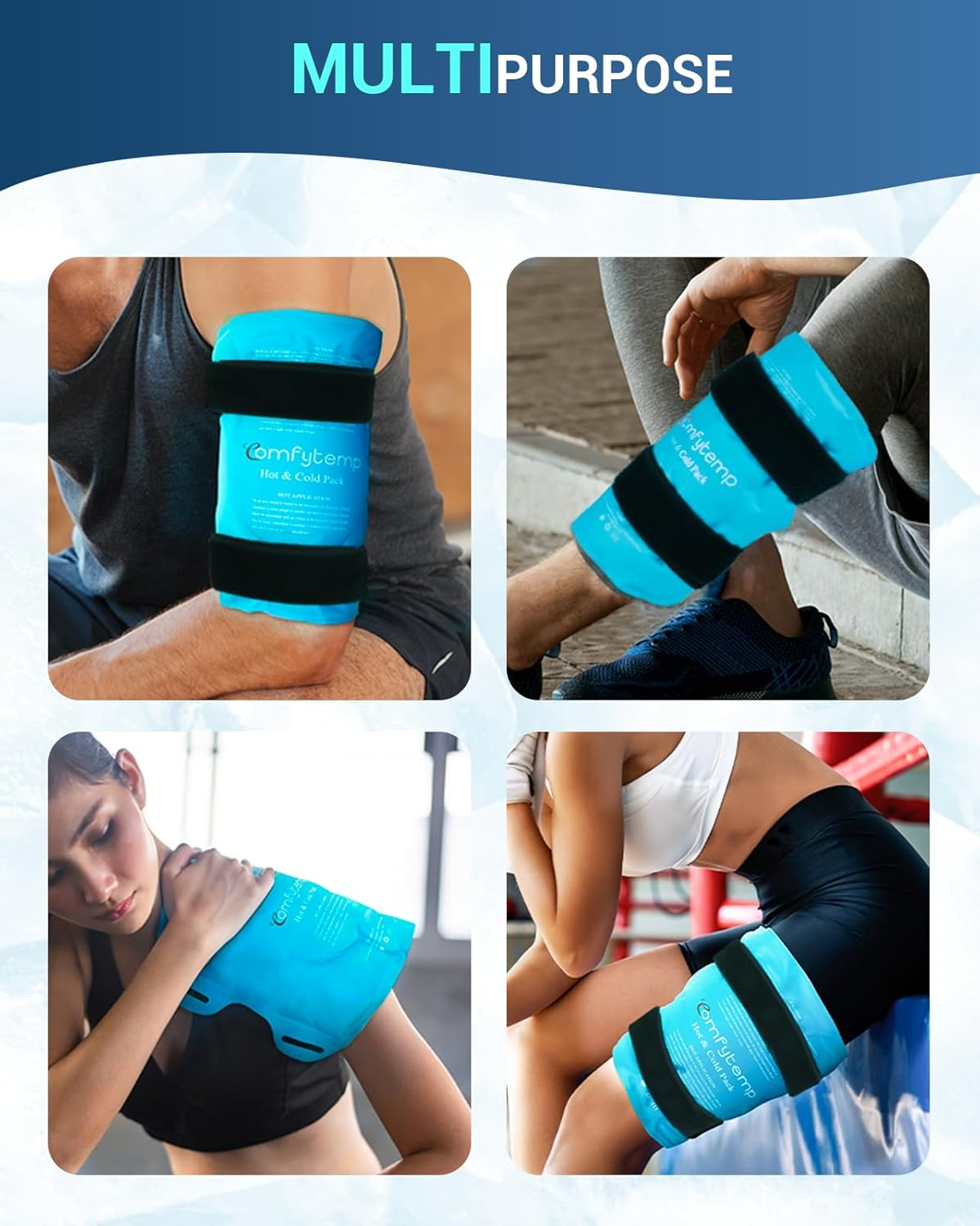 Comfytemp 27X35Cm Knee Ice Pack for Injuries, Reusable Gel Cold Pack for Knee Pain Relief, Hot & Cold Compress Therapy for ACL Injury, Knee Replacement Surgery, Arthritis, Bruises & Sprains
