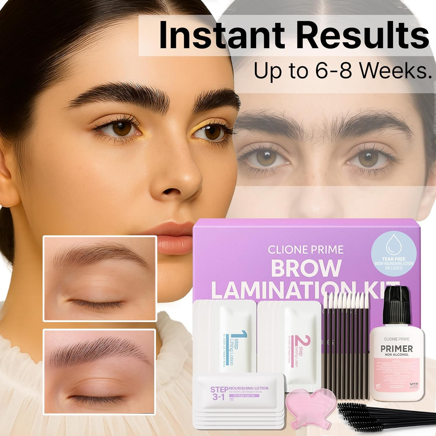 CLIONE PRIME at Home Brow Lamination Kit - DIY Eyebrow Lamination Kit Professional Eye Brow Perm Instant DIY Eyebrow Lift for Fuller Thicker Brows Lasts for Upto 8 Weeks image number 5