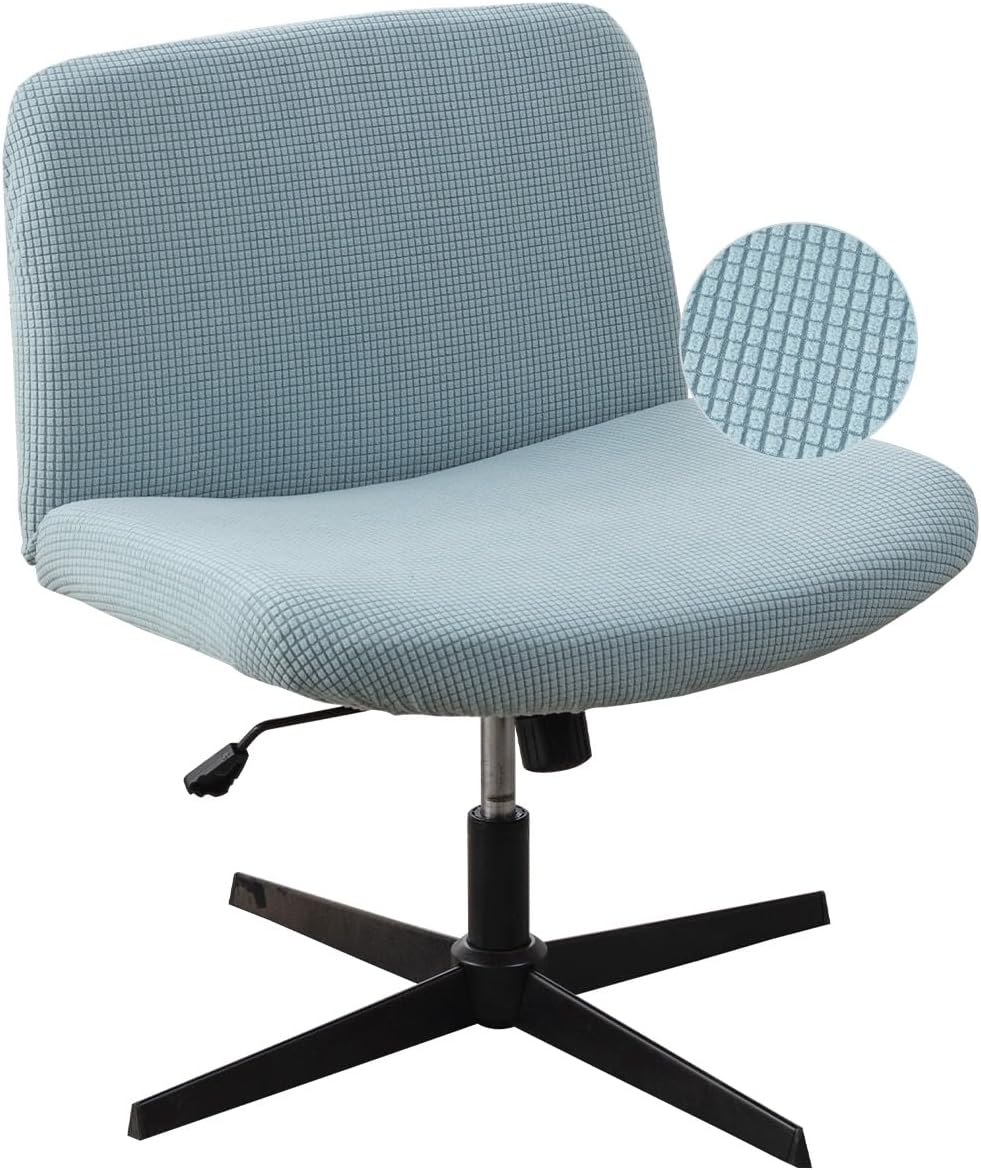 Lavishcover Armless Chair Cover Office Desk Chair Cover, Waterproof and Elastic Criss Cross Chair Cover, Exquisite Vanity Chair Cover, Mid Back Wide Seat Accent Chair Covers(Cream,Corn,Just the Cover)