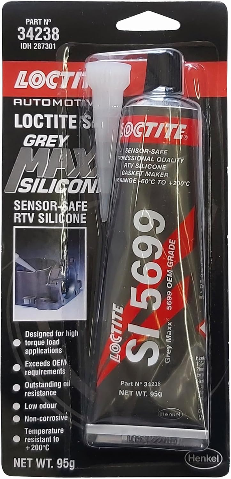 Loctite SI 5699 Grey RTV Silicone Sealant | Flexible Gasket Maker | Tack-Free in 30 Minutes | Oil & Water-Glycol Resistant | NSF Registered, 95G image number 1