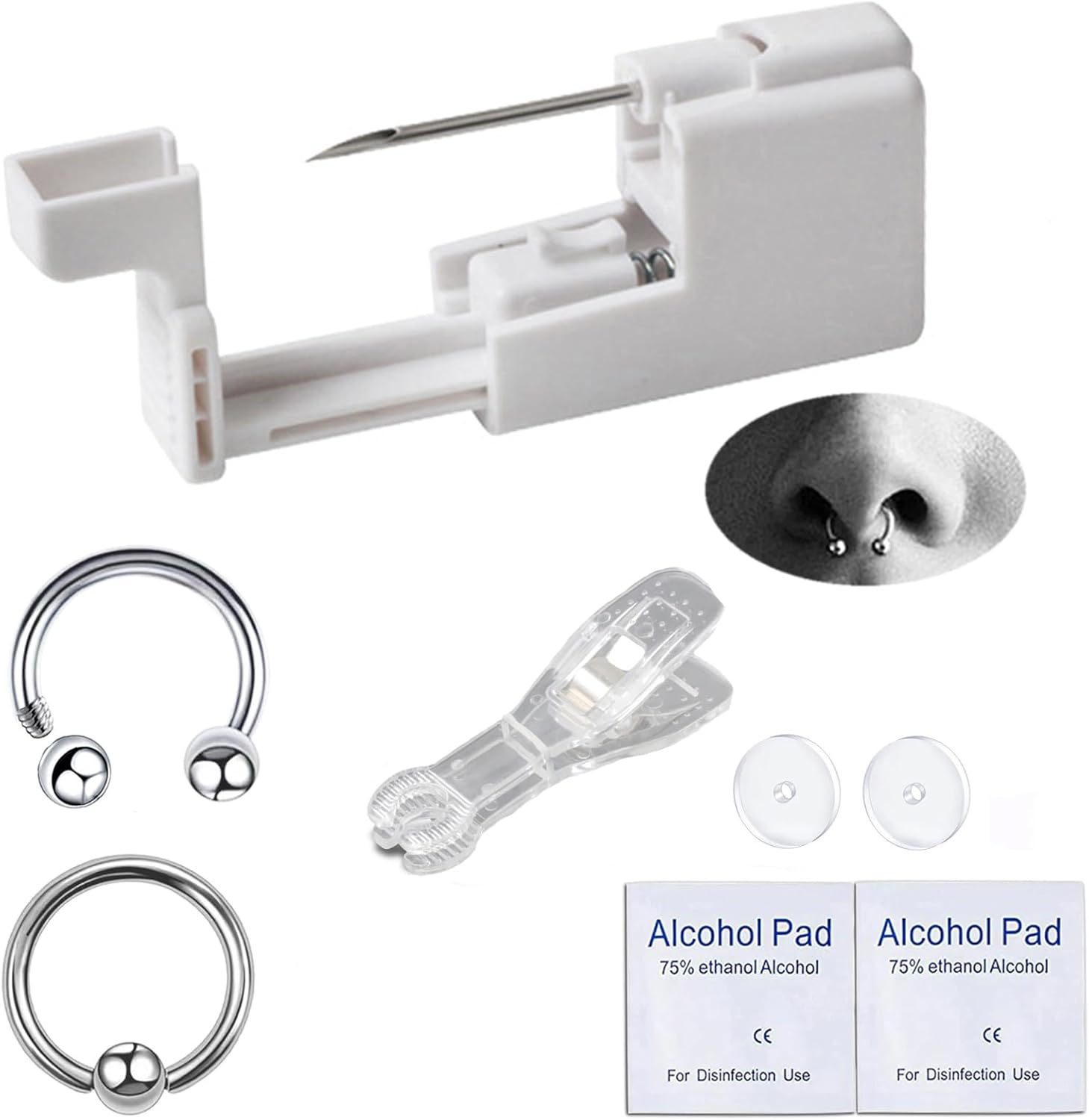 Orglace Body Piercing Kit for Nipple,Tongue,Eyebrow,Lip,Belly Button,316L Surgical Stainless Steel Ring,At Home Self Body Piercer Kit image number 6