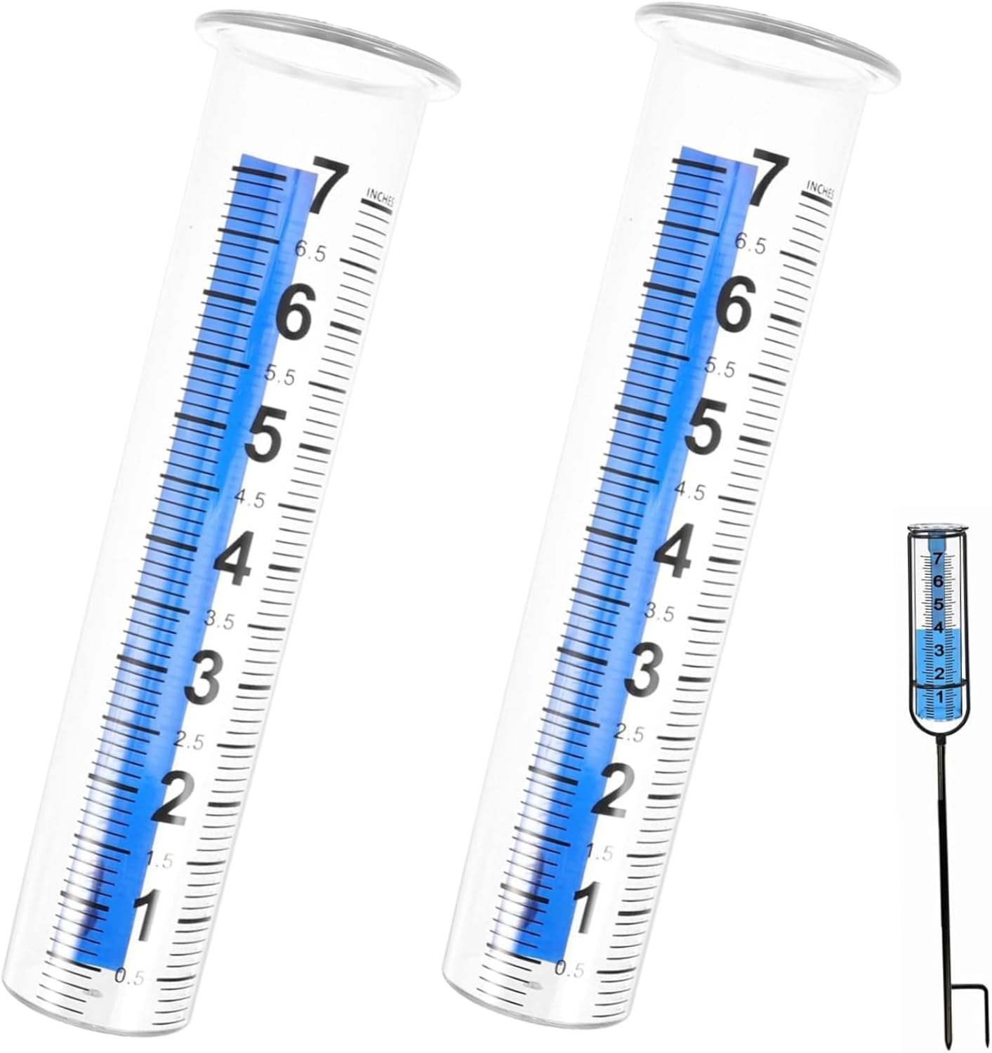 Rain Gauge 8" Capacity Clear Water Gauge for Rain with Large Numbers Scale Crack-Resistant Outdoor 2 Pcs for Yard, Garden, Lawn- image number 2