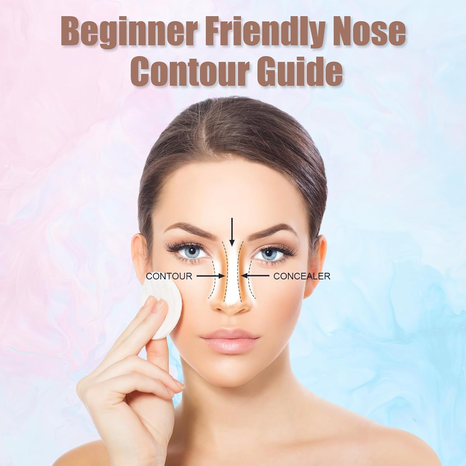 Contour Brush Nose U Shape Brush, Double Ended Makeup Brush Practical 2-In-1 Precision Duo Brush Buffing Brush for Defining Cheek Bones Easy Nose Contour