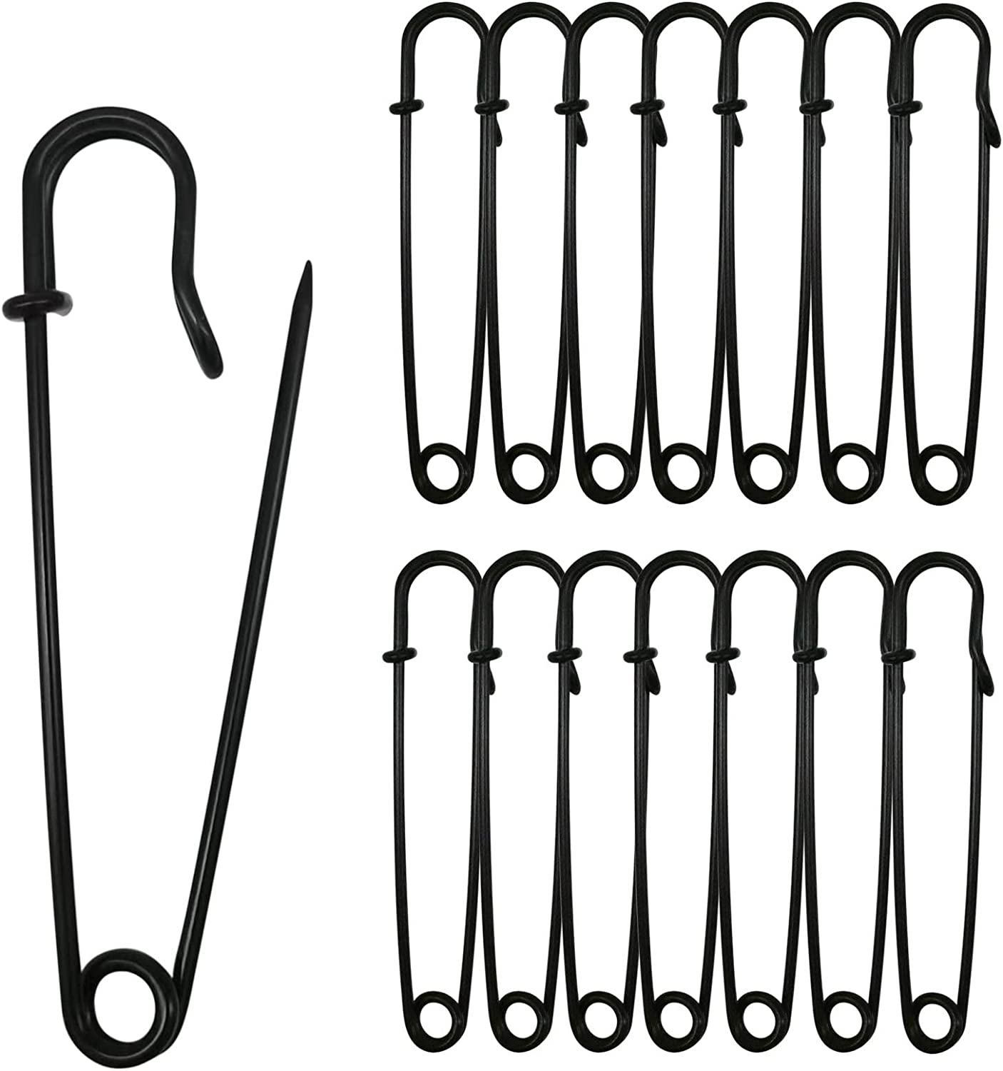 Urmspst Safety Pins (Upgrated), 75Mm Large Safety Pin Pack of 30 for Clothes Leather Canvas Blankets Crafts Skirts Kilts, Extra Large Safety Pin Heavy Duty Black Safety Pins (Black)
