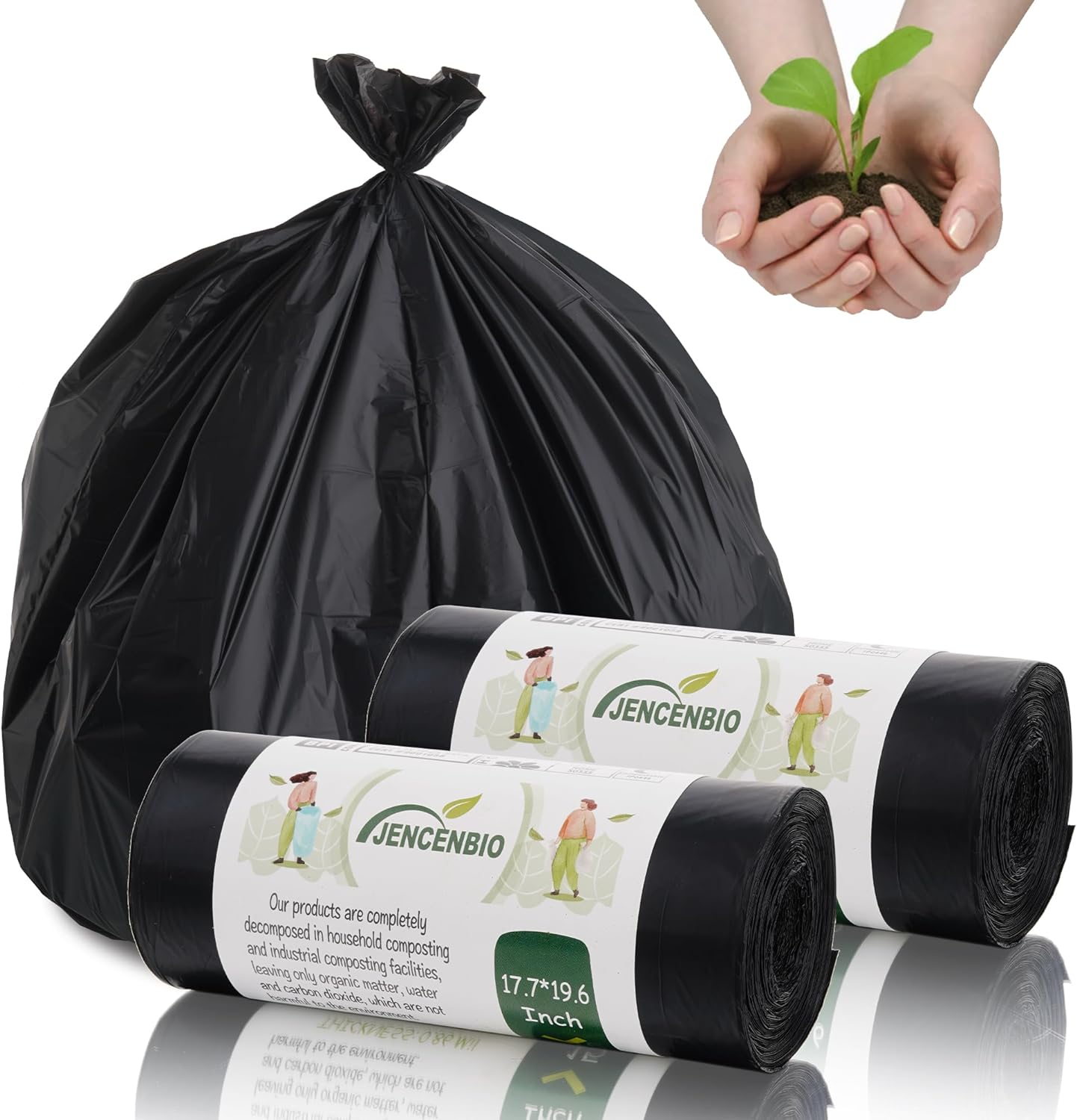 JENCENBIO Compostable Bin Liners Portable Toilet Bags 20Liter Extra Thick 0.87 Mils Black Compost Garbage Bags for Toilet Chair with Europe OK Compost Home Certified 30 Count image number 2