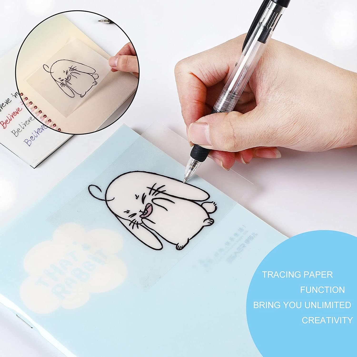 100Pcs Transparent Sticky Notes Self-Stick Note Pads, Transparent Self Adhesive Removable Transparent Notes Perfect for Studying and Writing in Text Books，Apply to Office, School (75*75Mm) image number 2