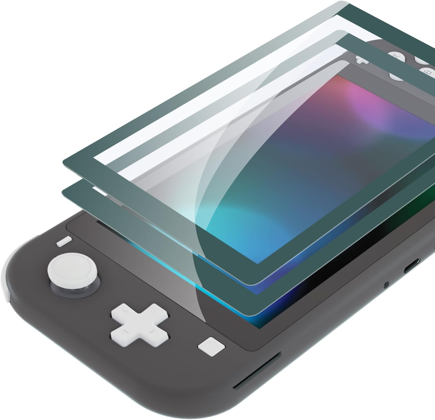 Extremerate 2 Pack Hunter Green Border Transparent HD Clear Saver Protector Film, Tempered Glass Screen Protector for Nintendo Switch Lite [Anti-Scratch, Anti-Fingerprint, Shatterproof, Bubble-Free] image number 2