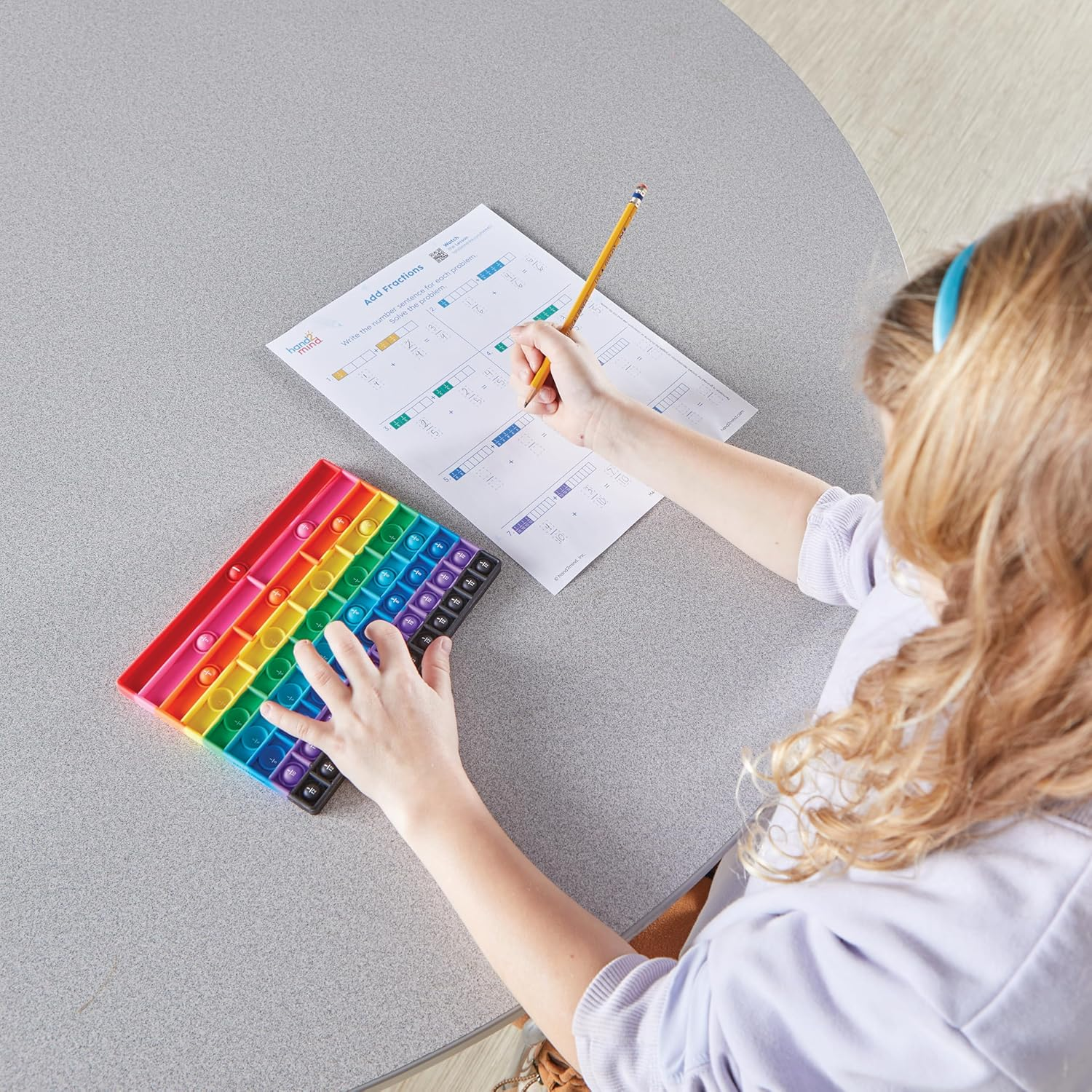 Hand2Mind Rainbow Fraction Sensory Bubble Popper, Push Pop Fidget Toys for Kids, Fraction Manipulatives, Montessori Math Materials, Fine Motor Toys, Calm down Corner Supplies, Fidgets for Classroom image number 1