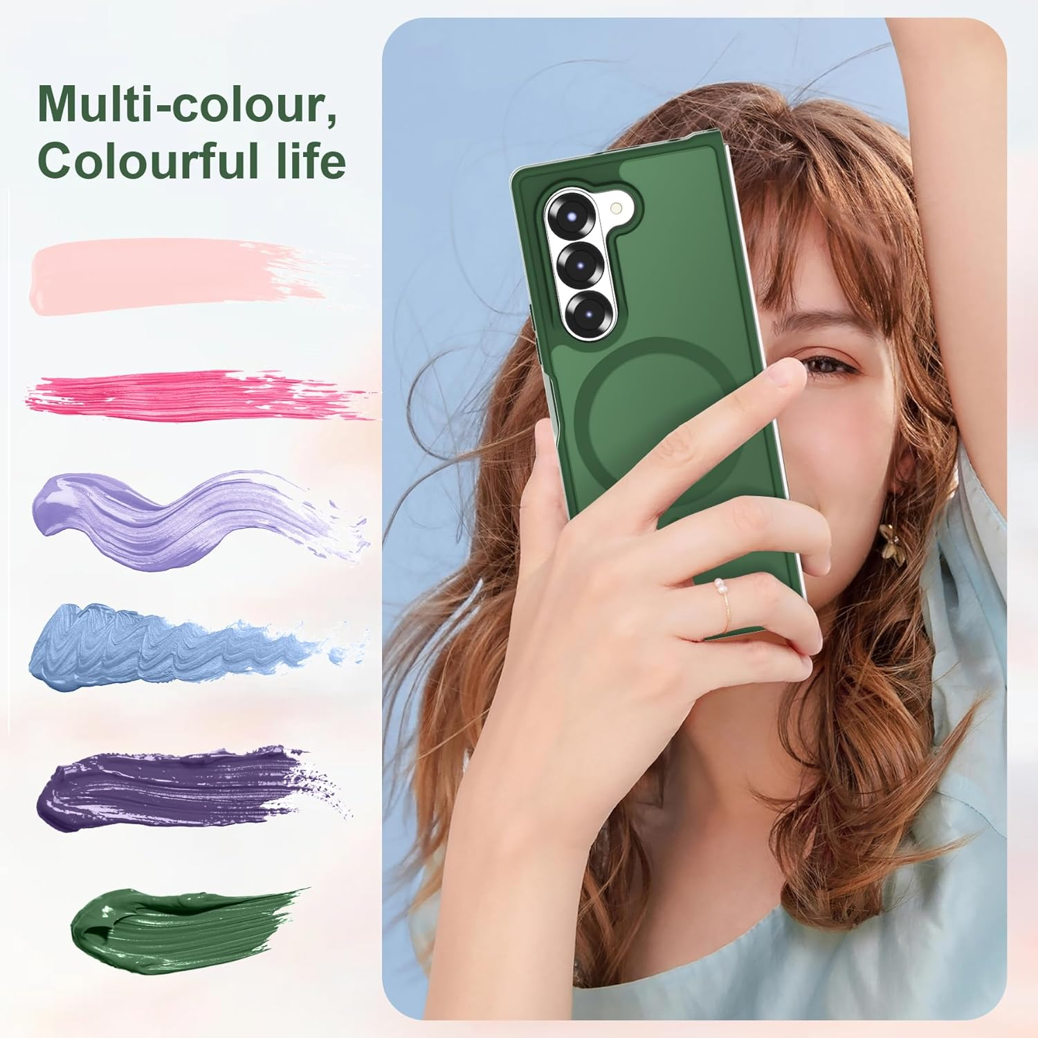 ORETECH Magnetic Shockproof for Samsung Galaxy Z Fold 6 Case, Samsung Z Fold 6 Cover, Compatible with Magsafe, Translucent Ultra Thin Anti-Scratch Flexible TPU Bumper Z Fold 6 Case-Green image number 3