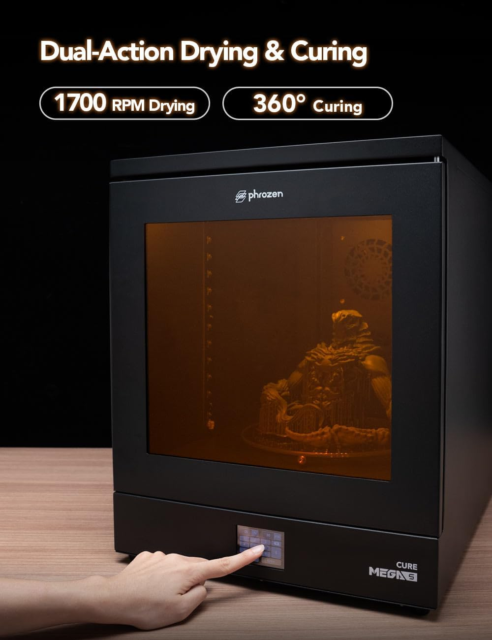 Phrozen Cure Mega S Post-Curing UV Lamp, Curing Station, Post-Printing Large Build Fan Drying Mode Ultra High UV Light Power, 360&deg; Transparent Turntable